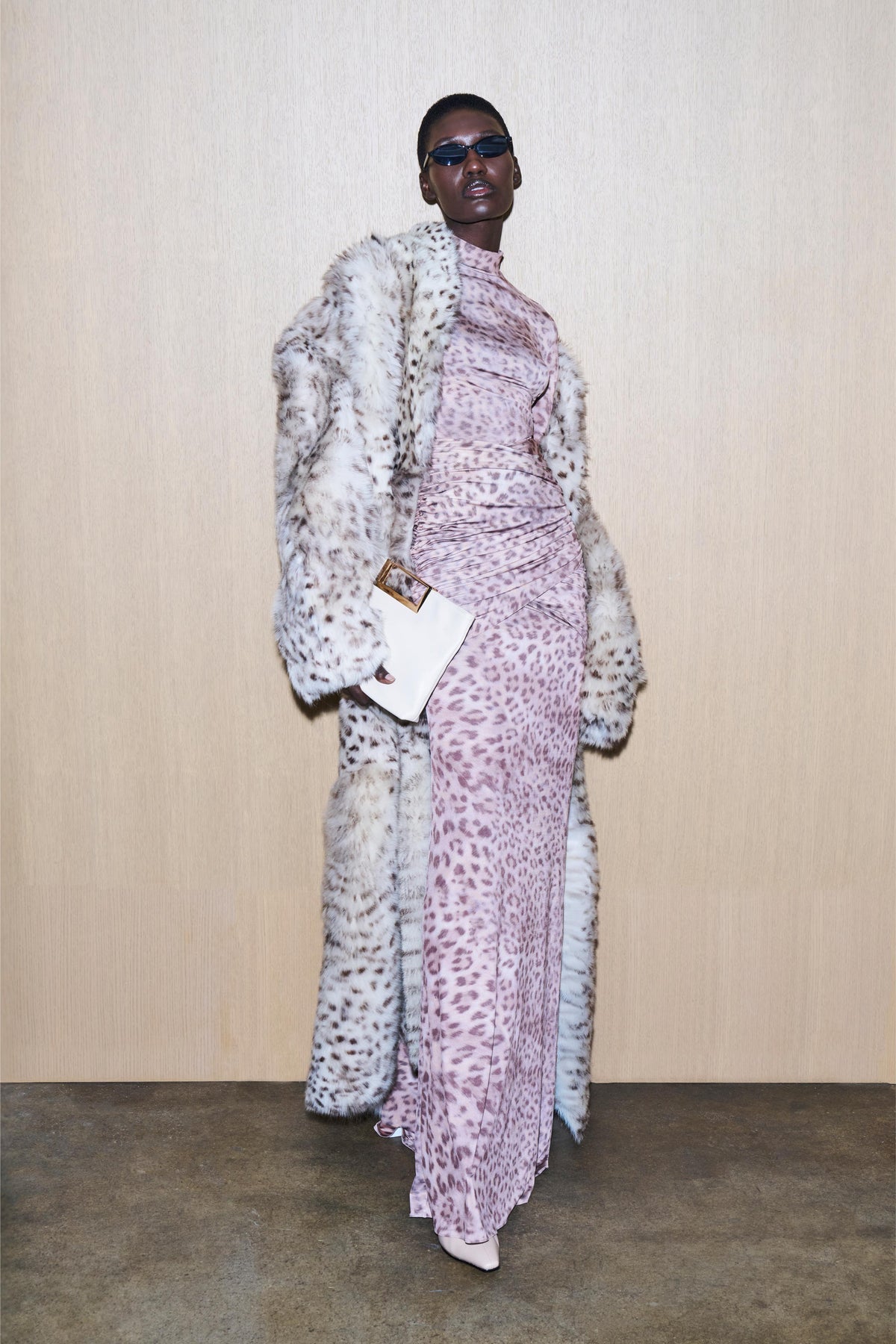 Snow Leopard Shearling Long Coat - LAPOINTE