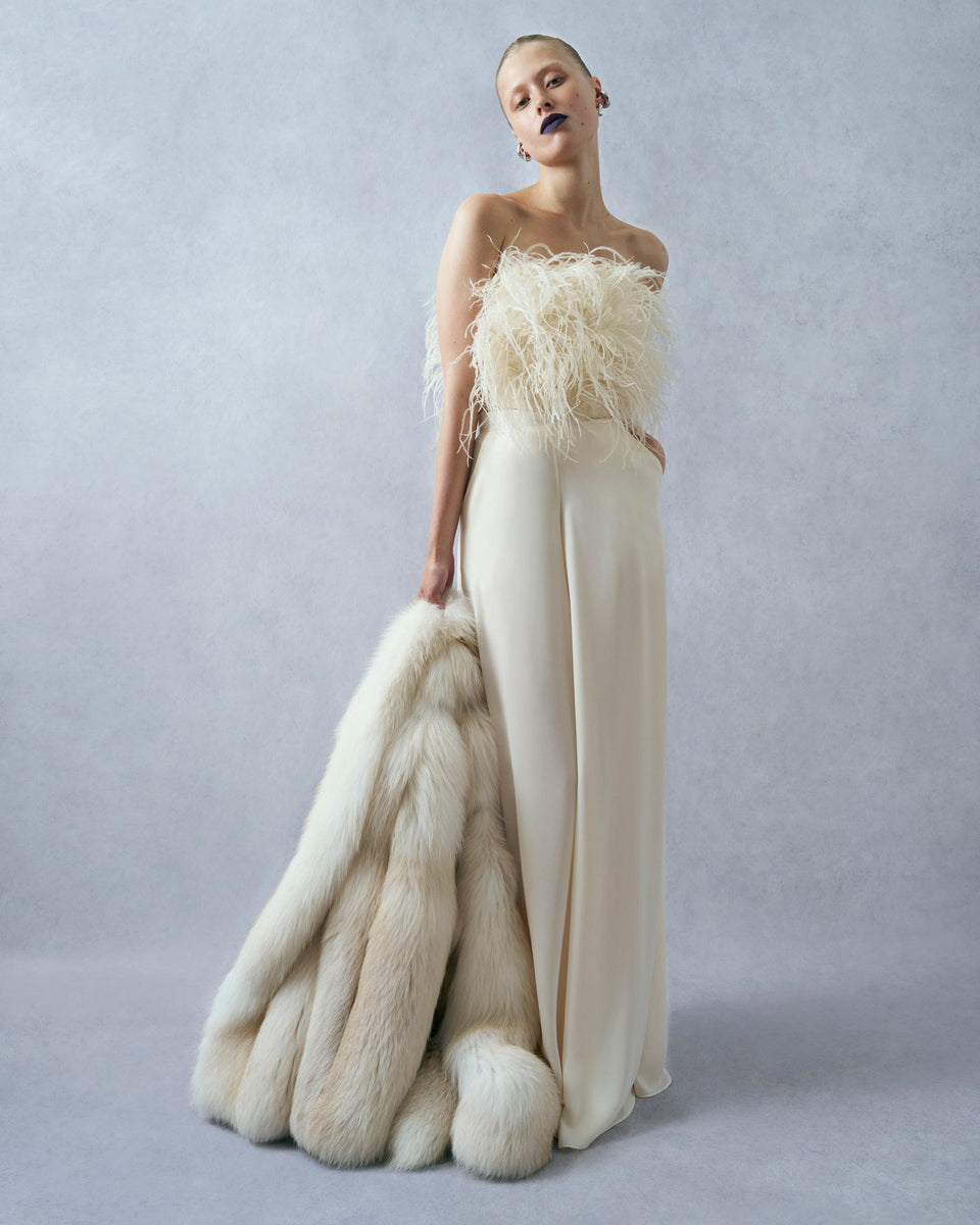 Compact Viscose Tube Top With Feathers - LAPOINTE