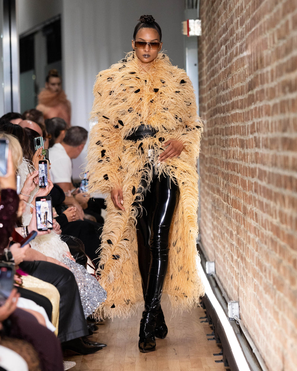 Multi Feather Embroidery Coat