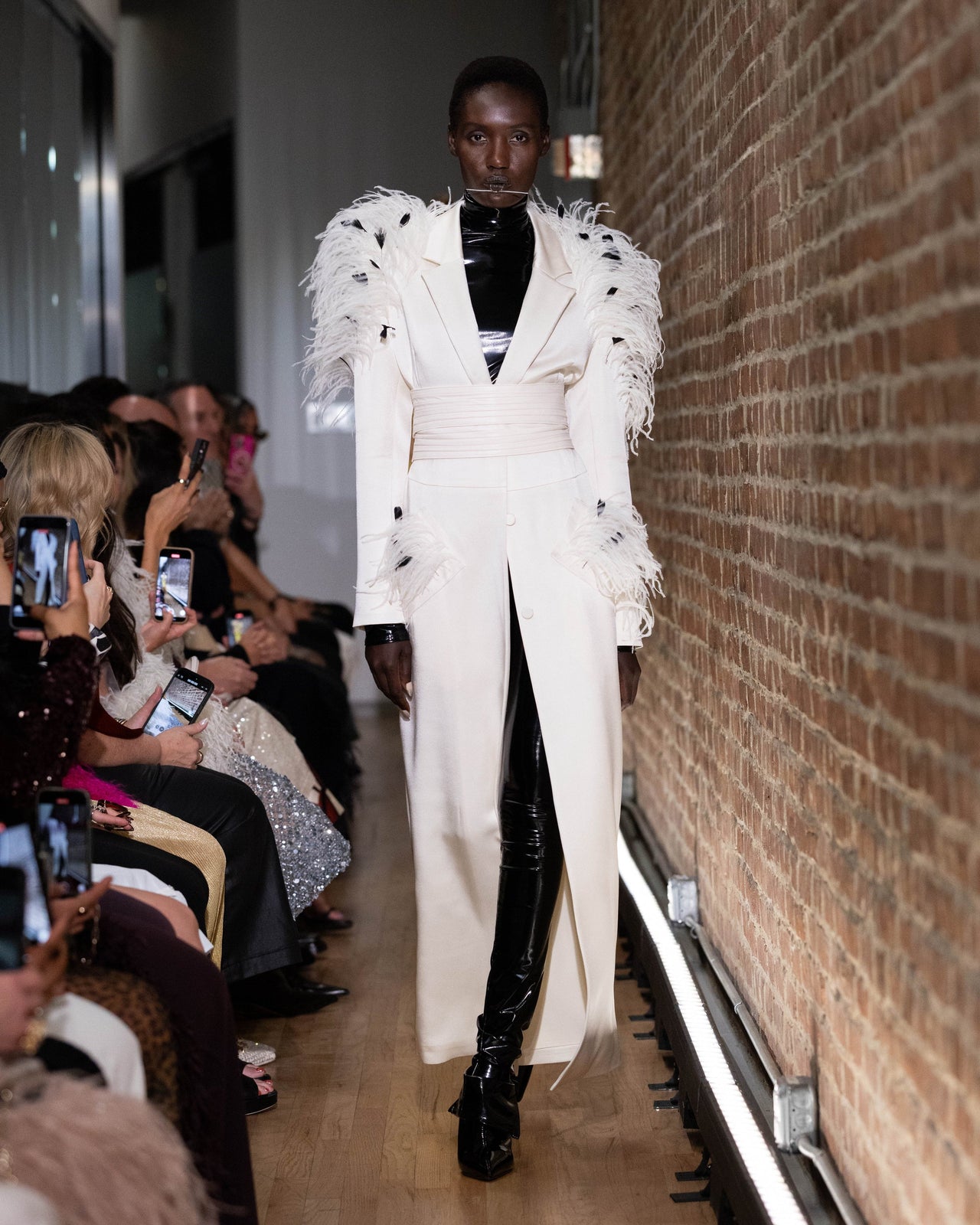 Satin Coat With Multi Feather Embroidery - LAPOINTE