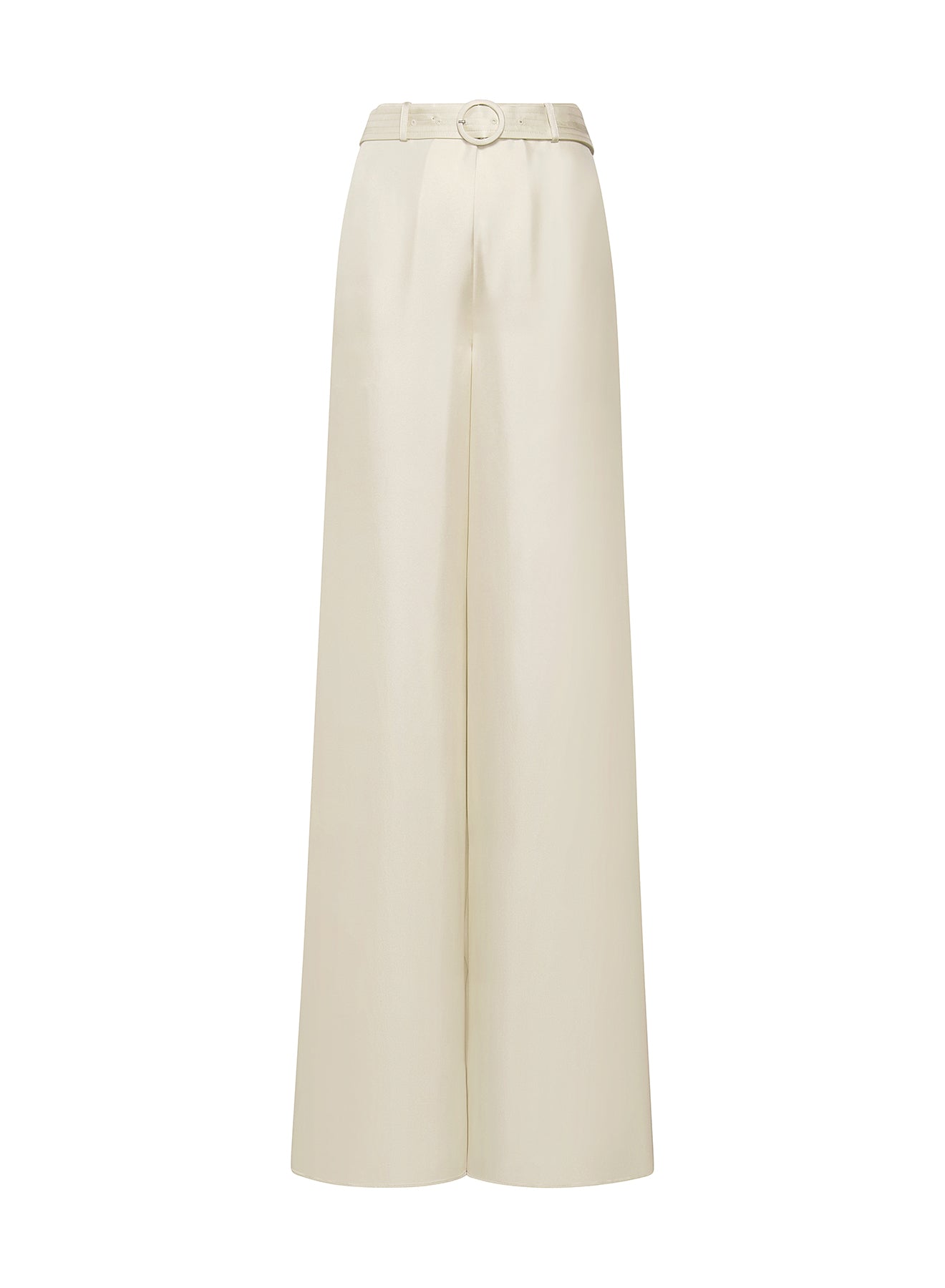 Silky Twill High Waisted Belted Wide Leg Pant