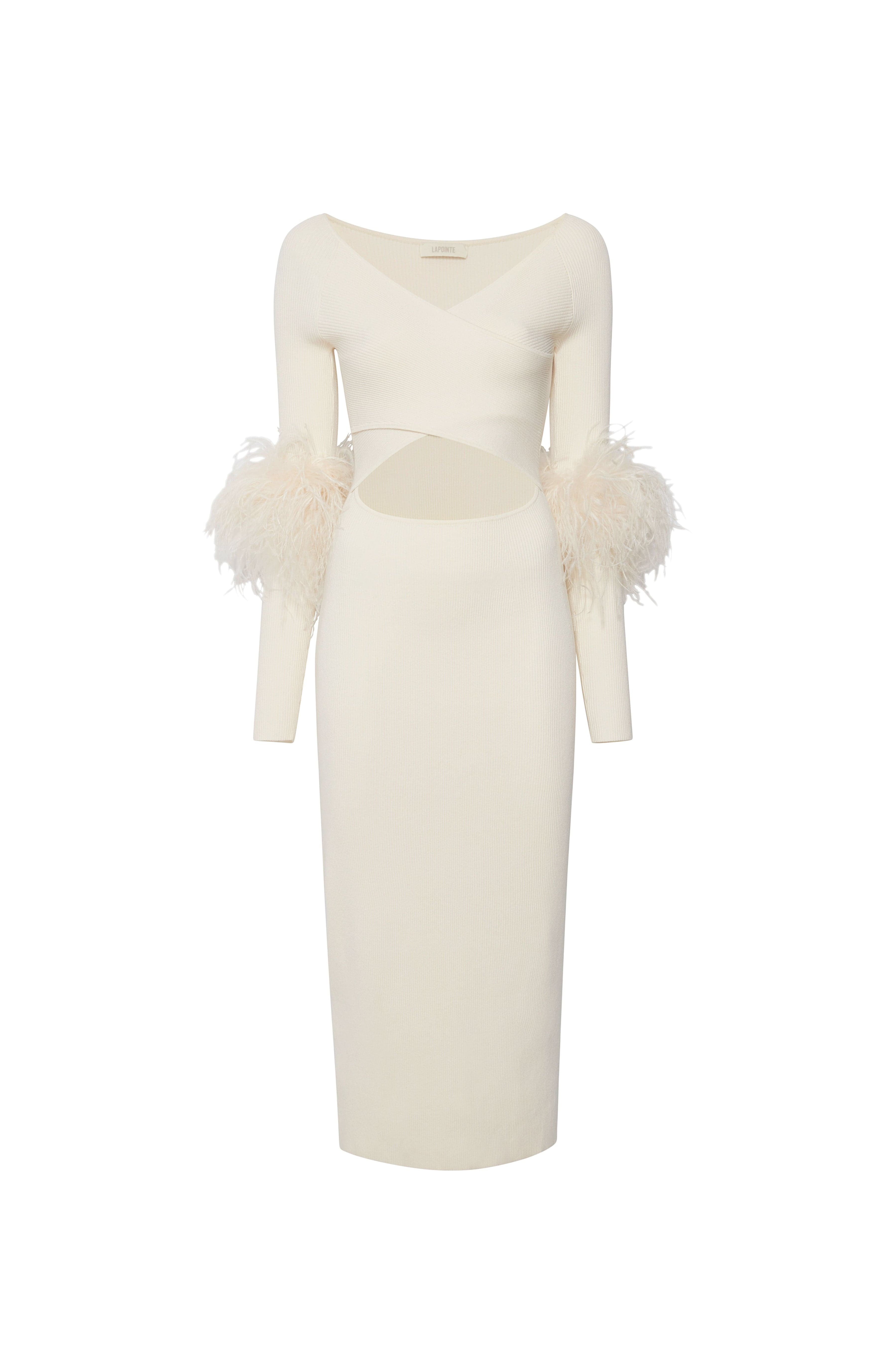 Crossover Dress With Feathers