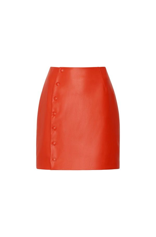 Faux Leather Snap Mini Skirt