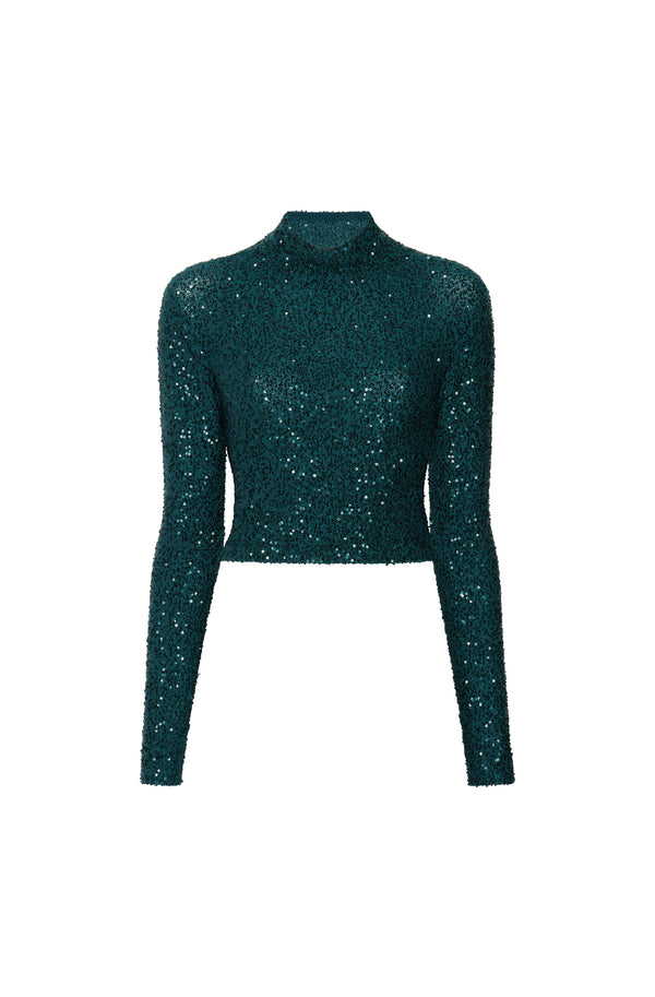 Cashmere Sequin Cropped Top