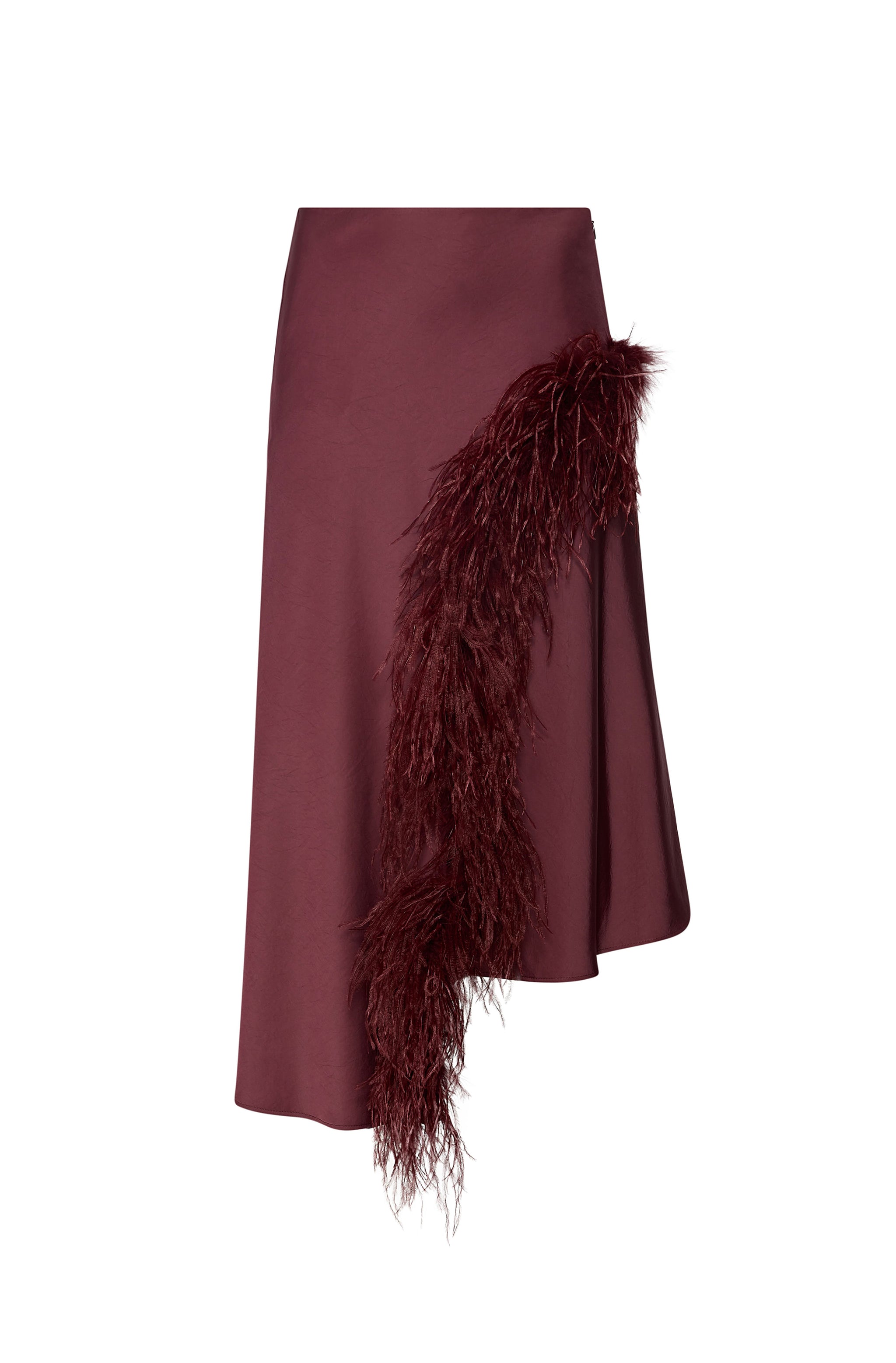 Feather Asymmetrical Midi Skirt