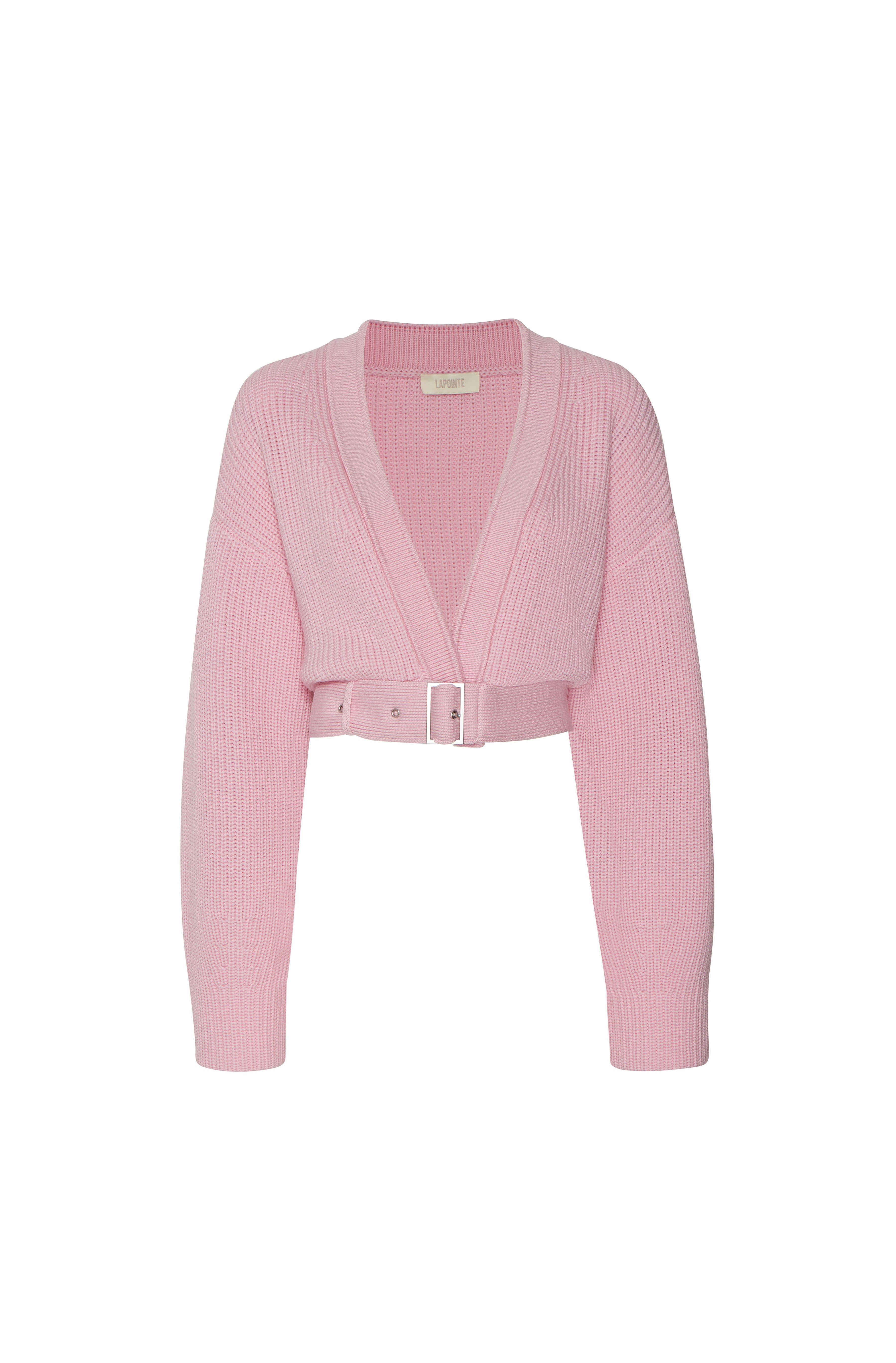 Wool Belted Cardigan in Blossom | LAPOINTE