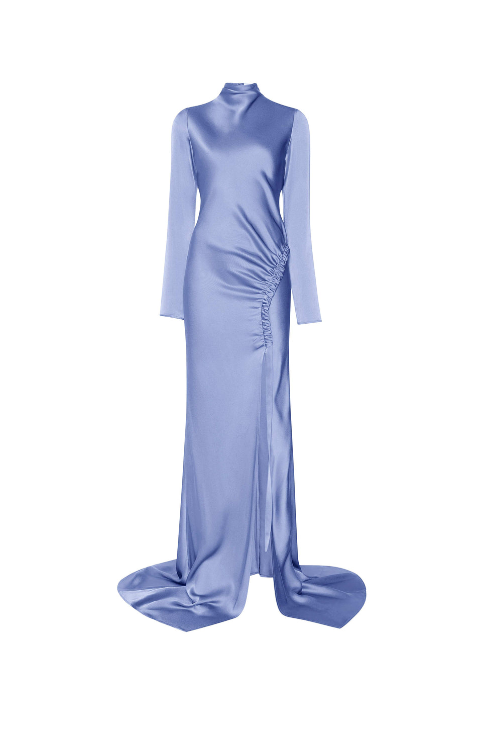 Satin Bias Tab Gown With Slit