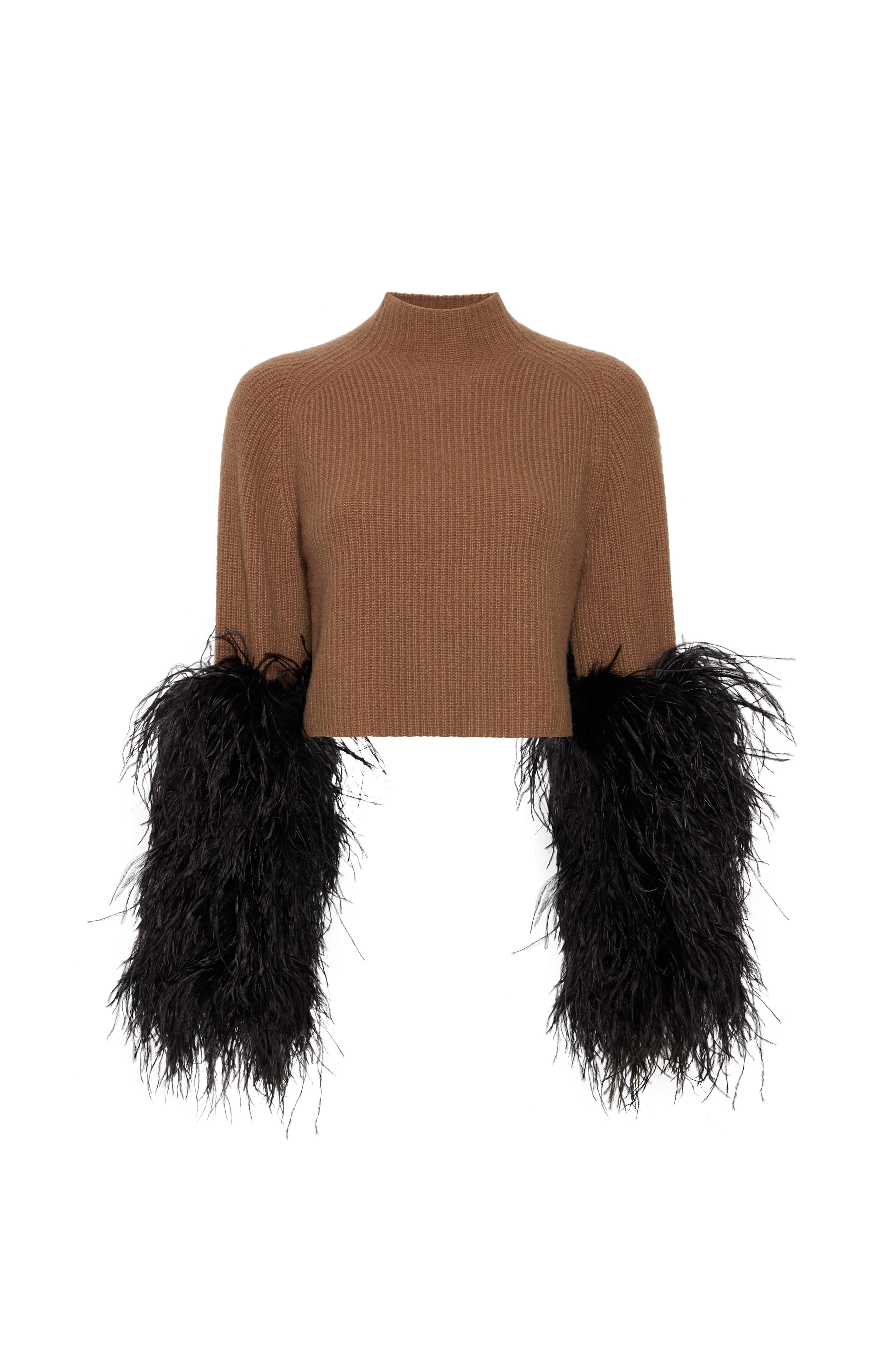 Cropped best sale camel sweater