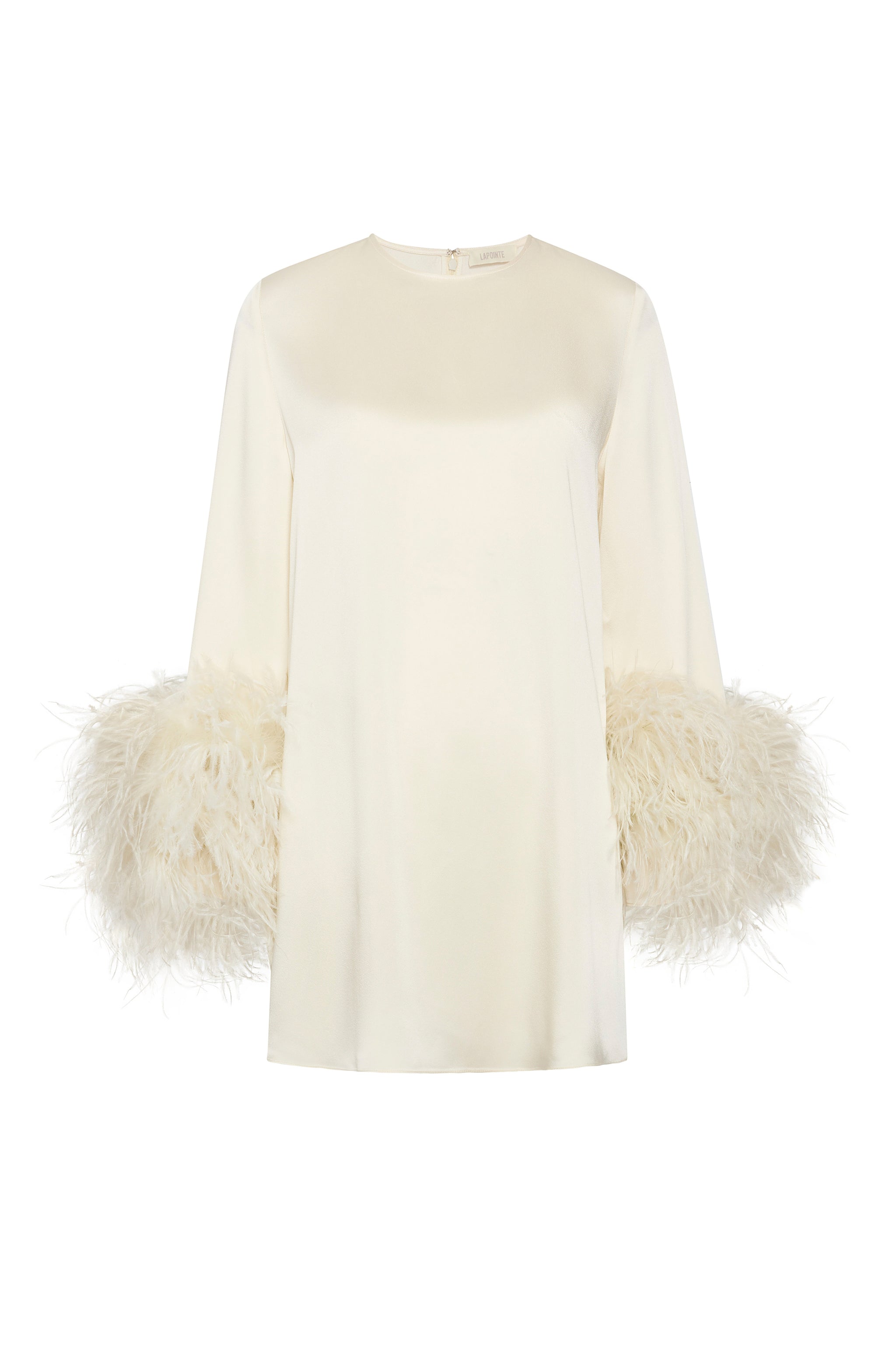 Satin Shift Dress With Feathers