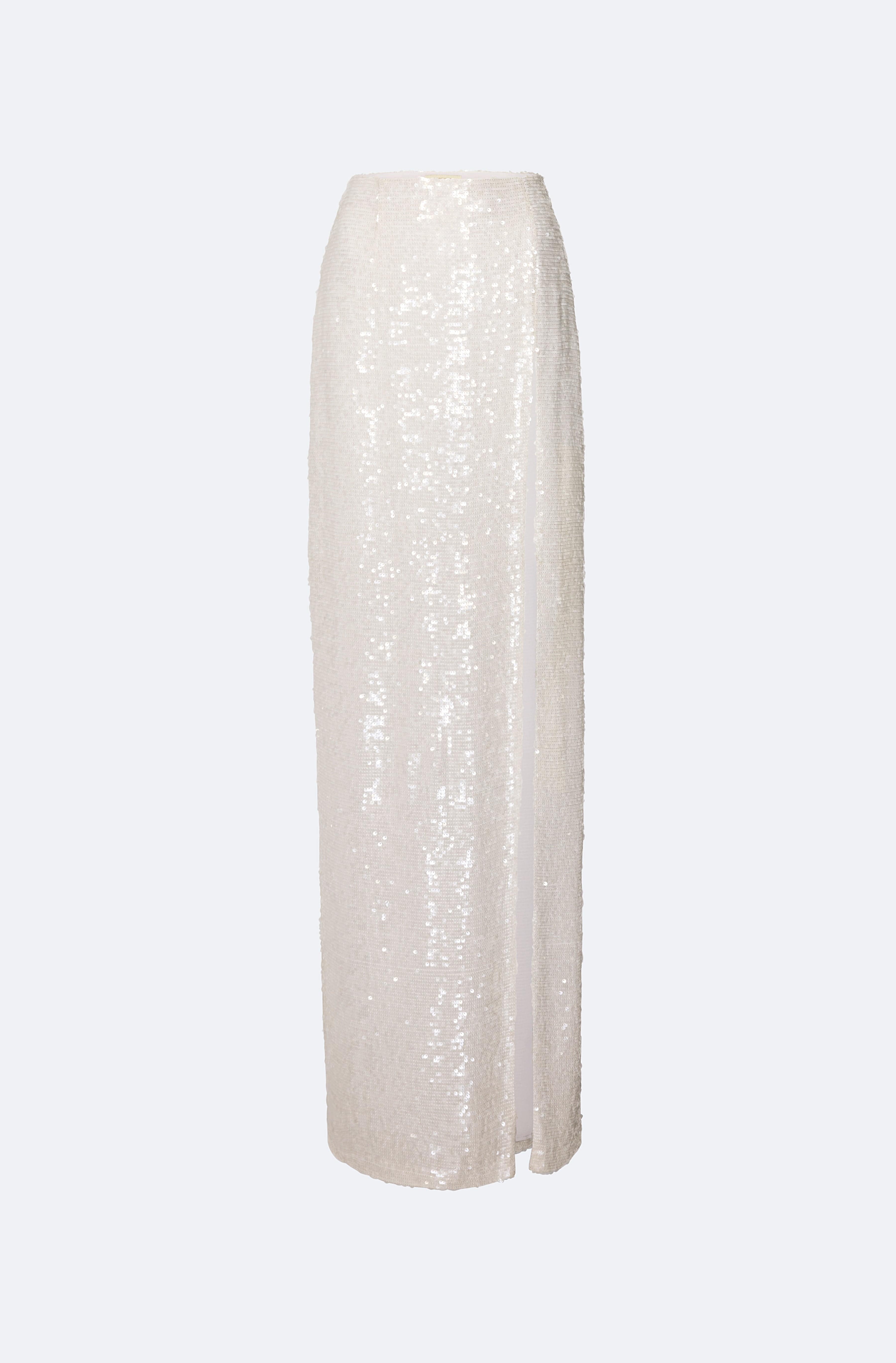 Sequin Maxi Skirt in White White and Neutral LAPOINTE