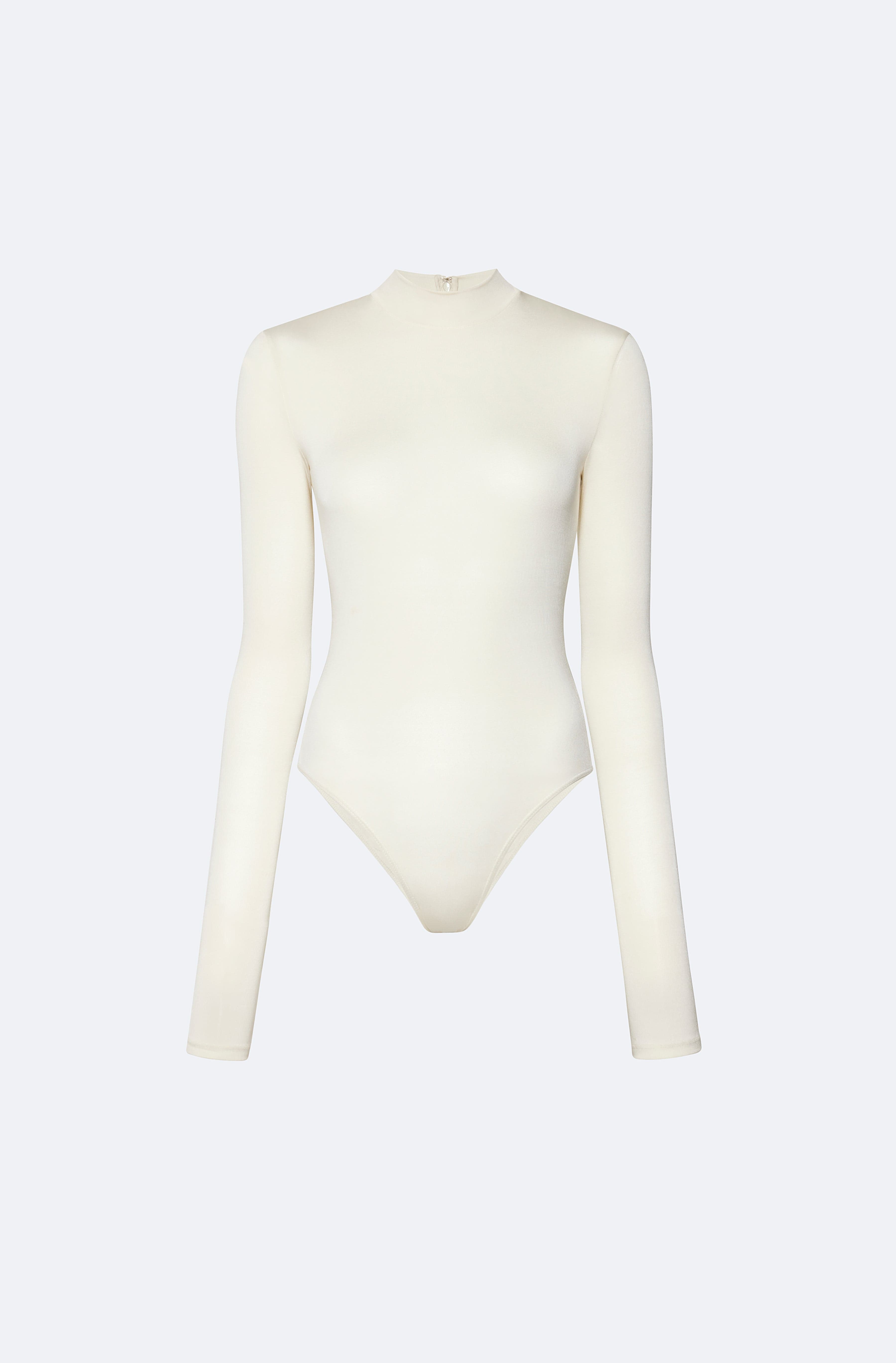 Jersey Mock Neck Bodysuit in Cream Cream | LAPOINTE