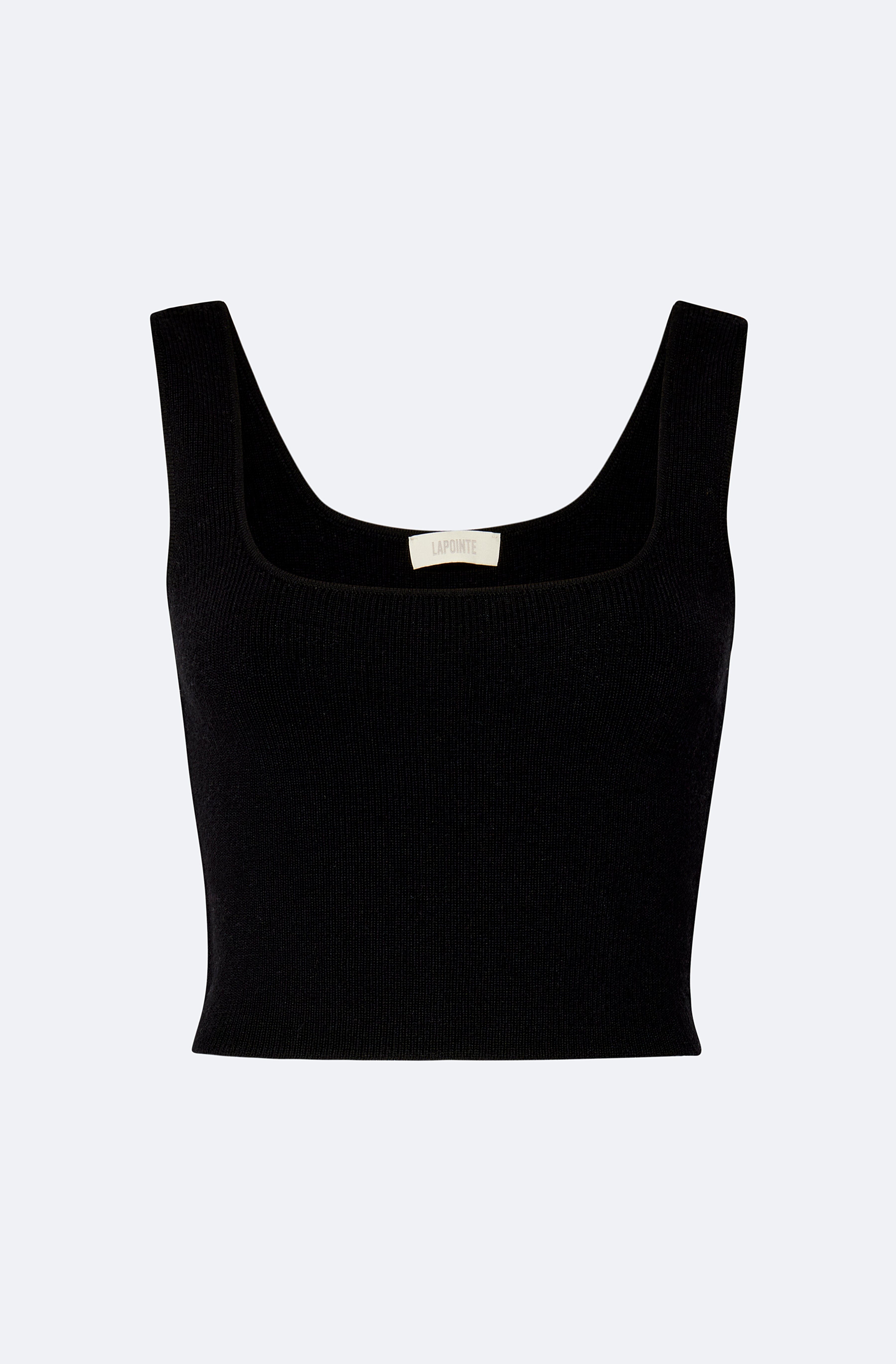 Merino Cropped Tank in Black Black | LAPOINTE