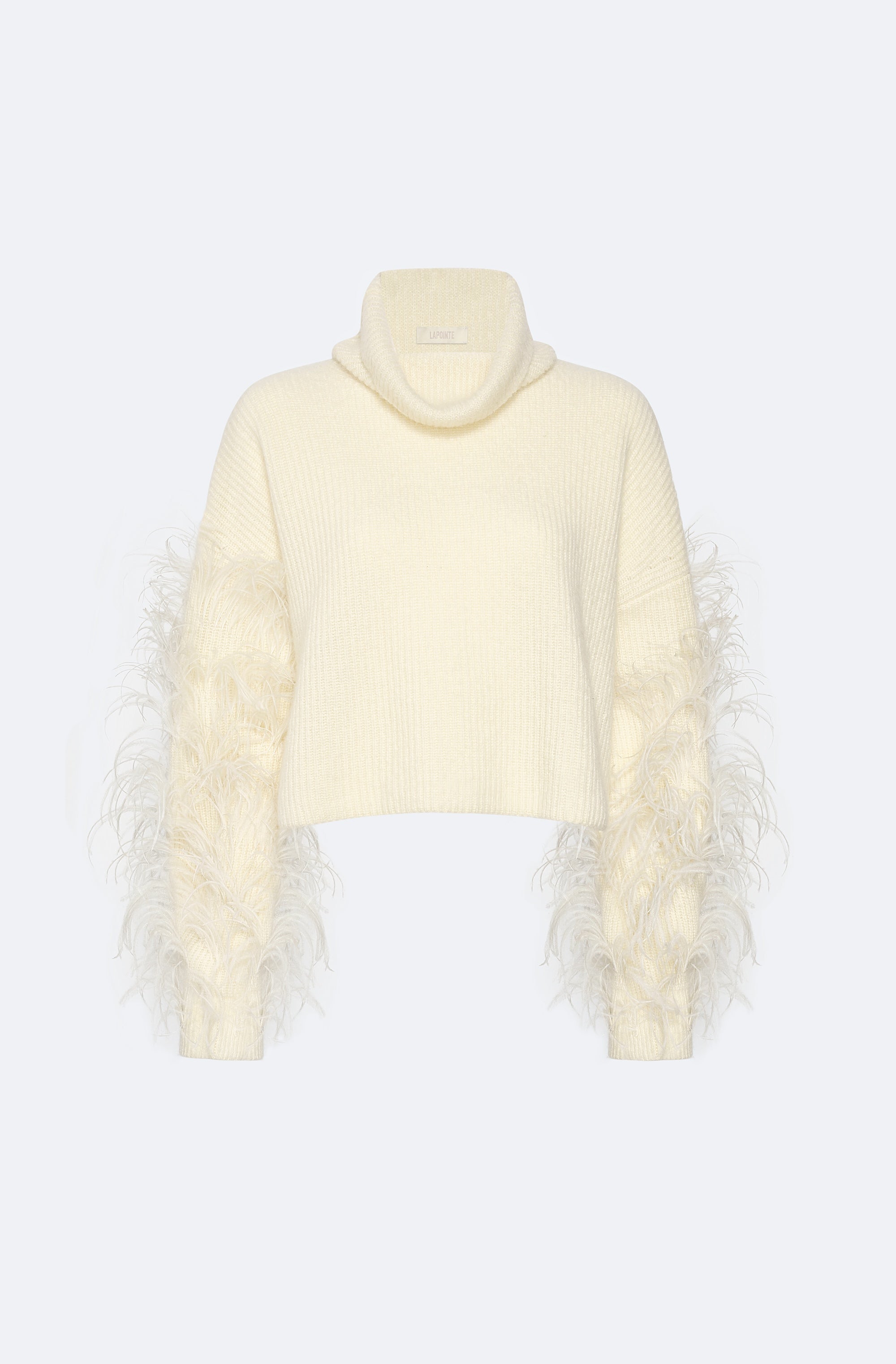 Cashmere Turtleneck Sweater With Feathers