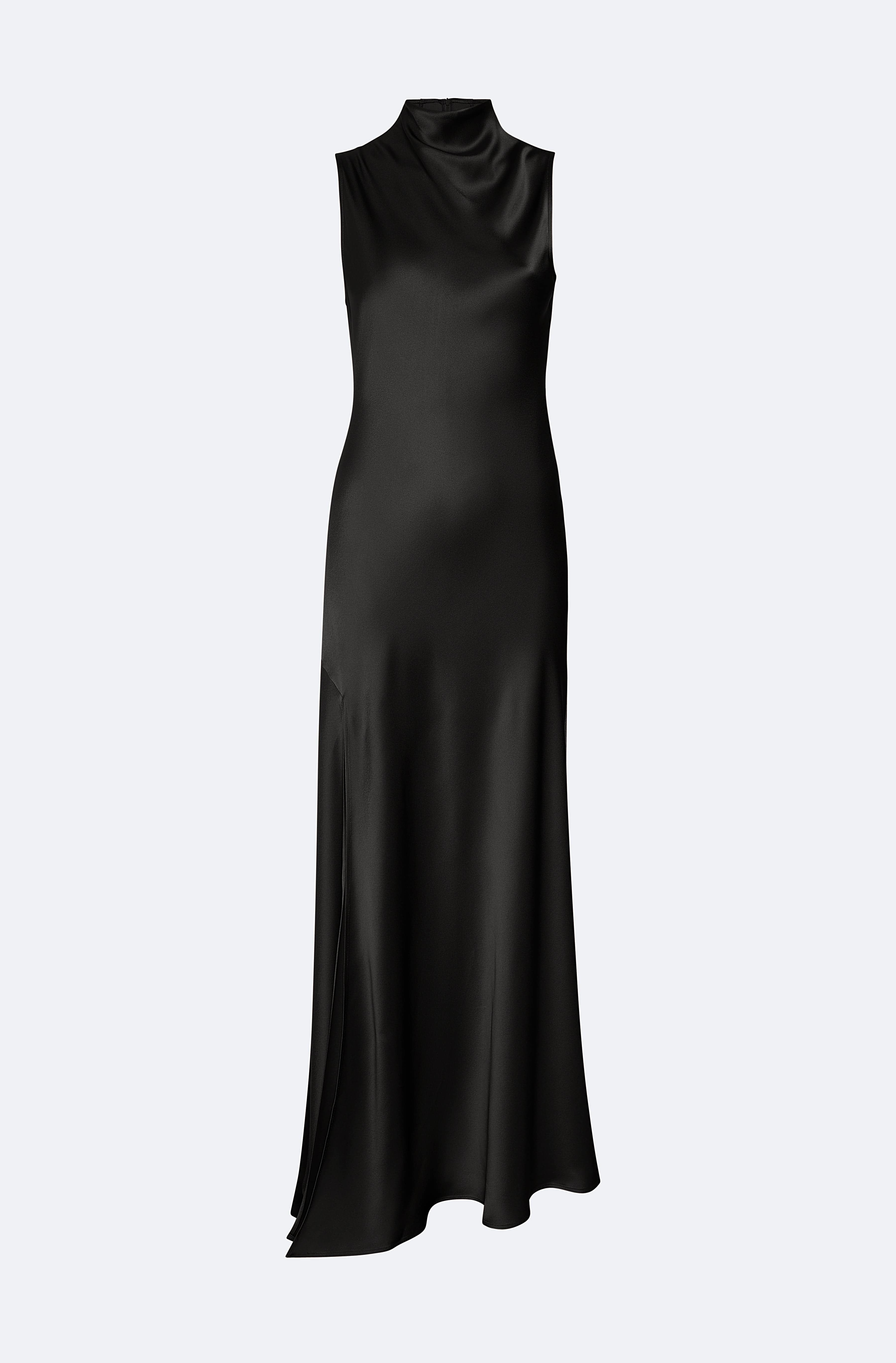Satin Drape Neck Sleeveless Dress
