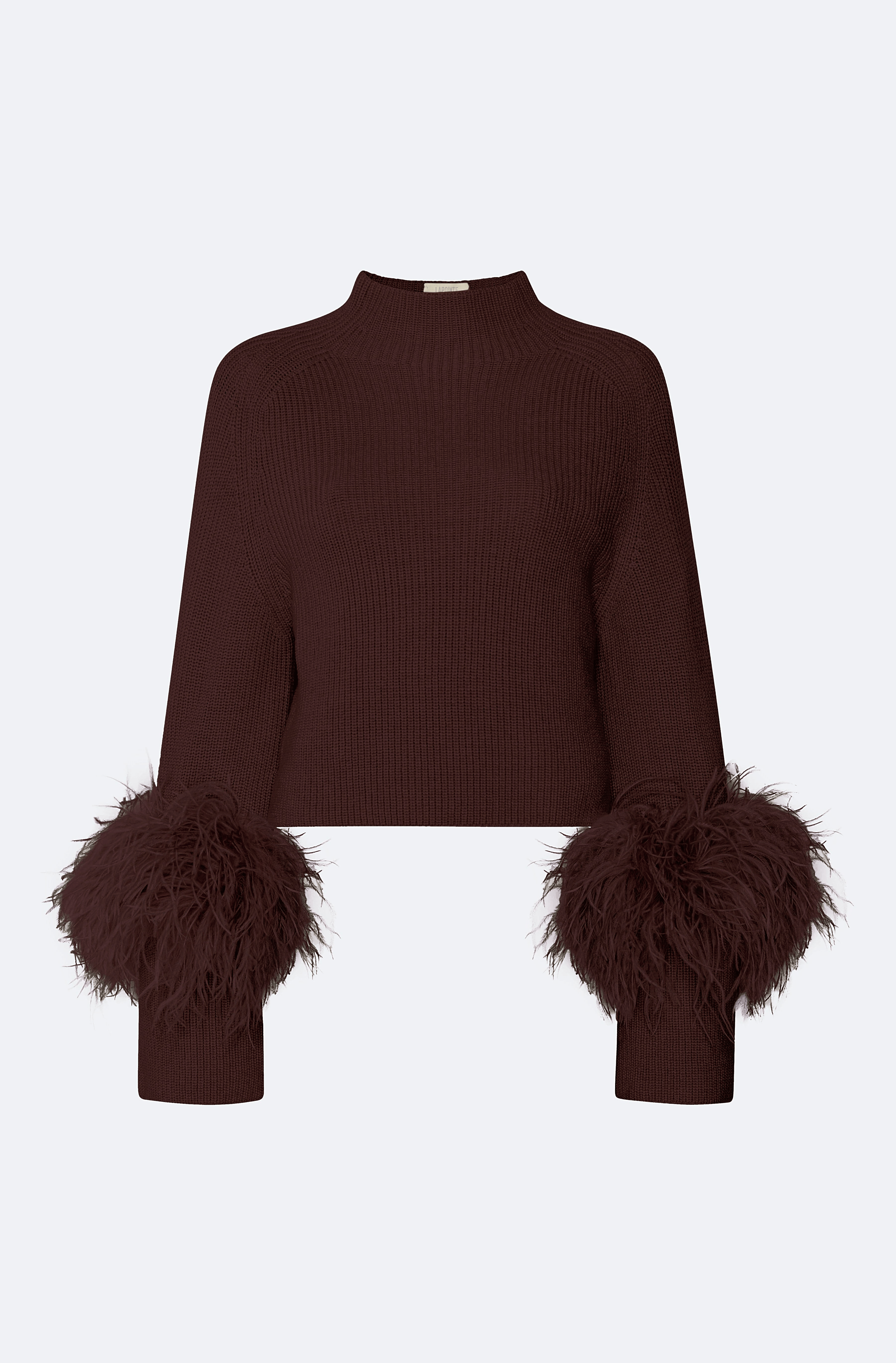 Merino Mock Neck Sweater With Feathers - LAPOINTE