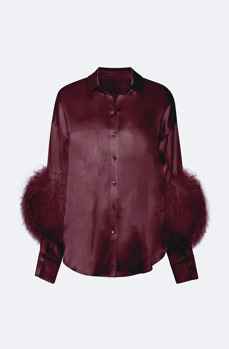 Satin Button Down With Feathers