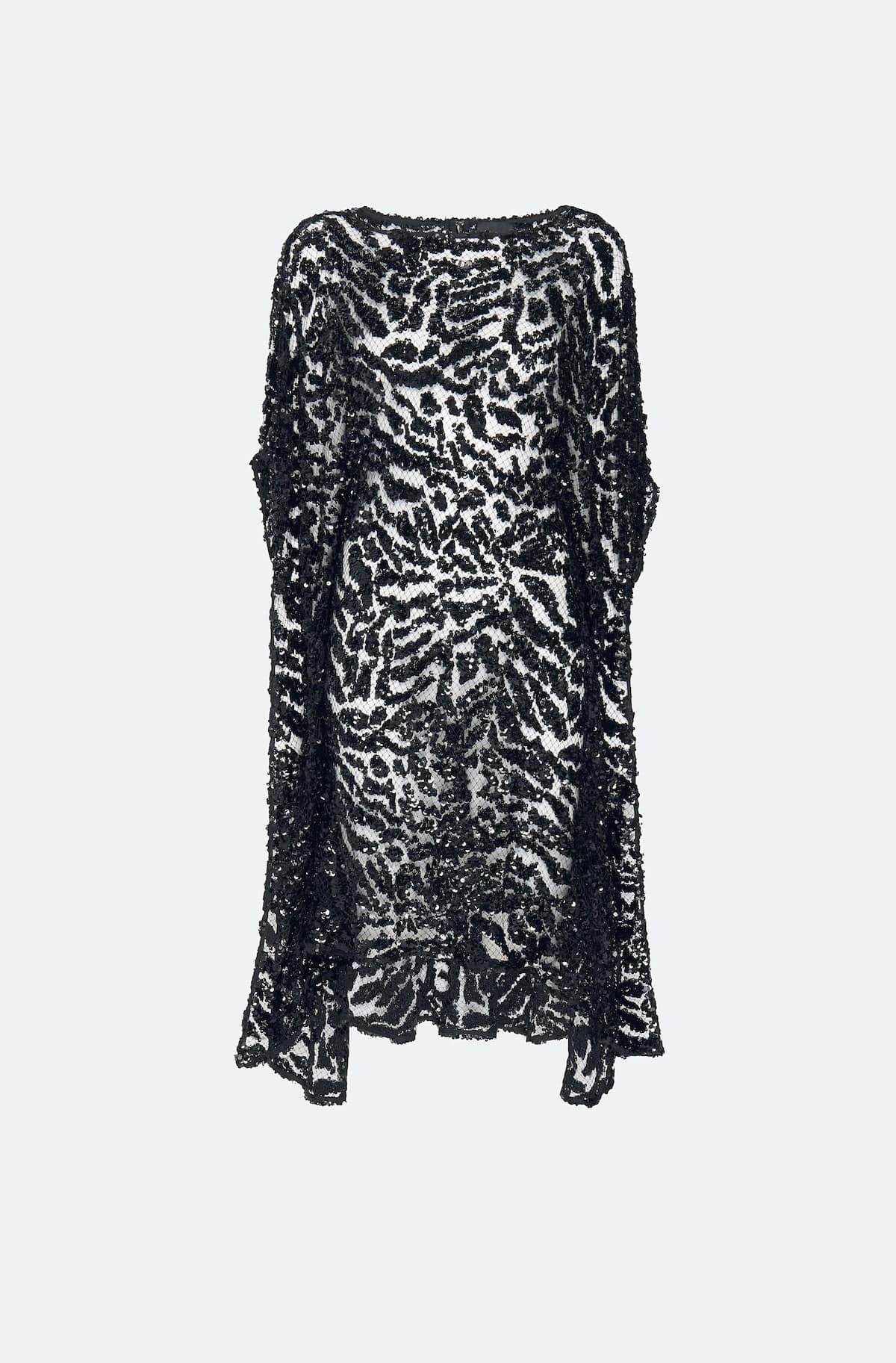 Abstract Sequin Cape Dress