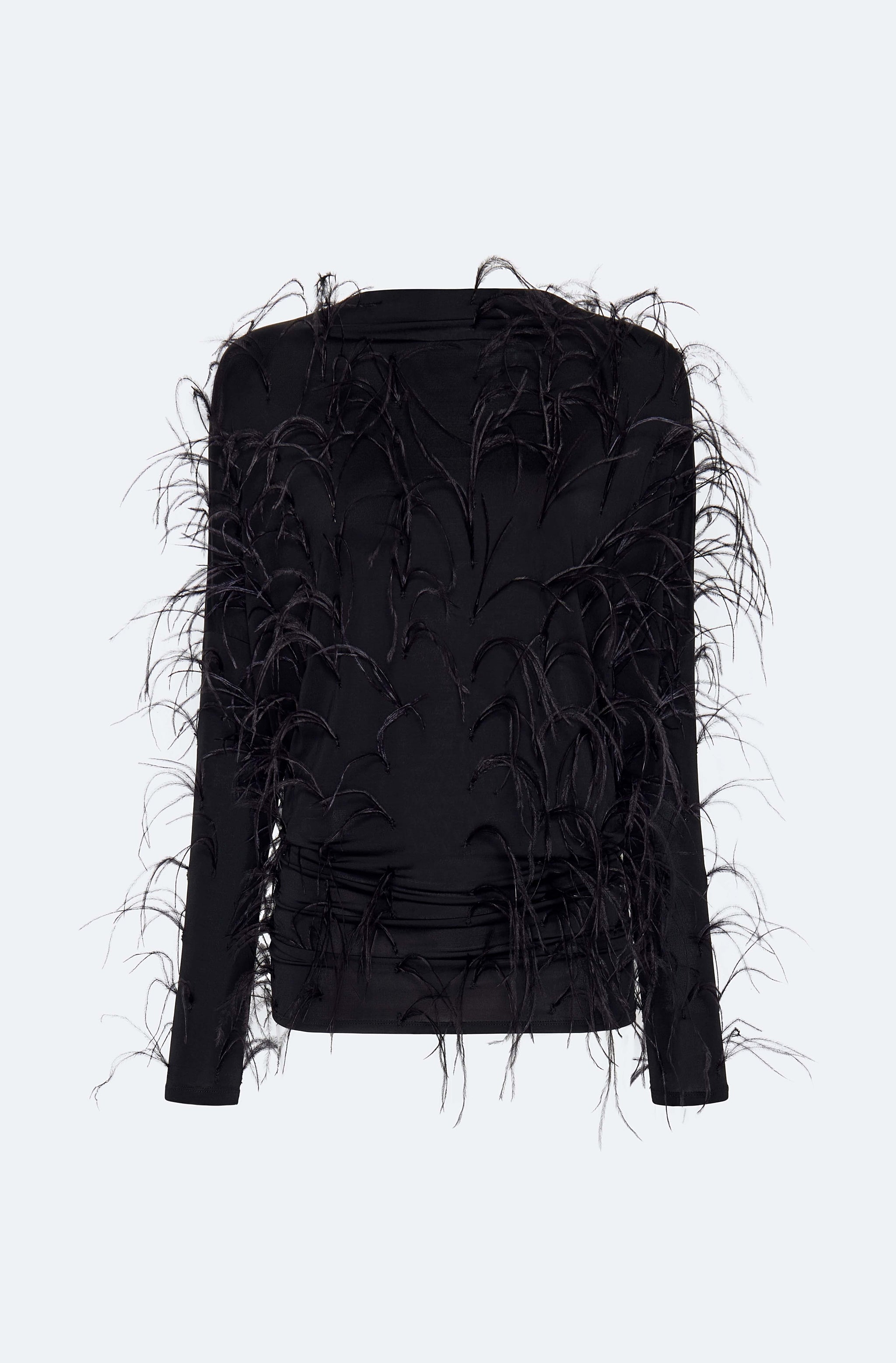 Jersey Blouson Top With Feathers