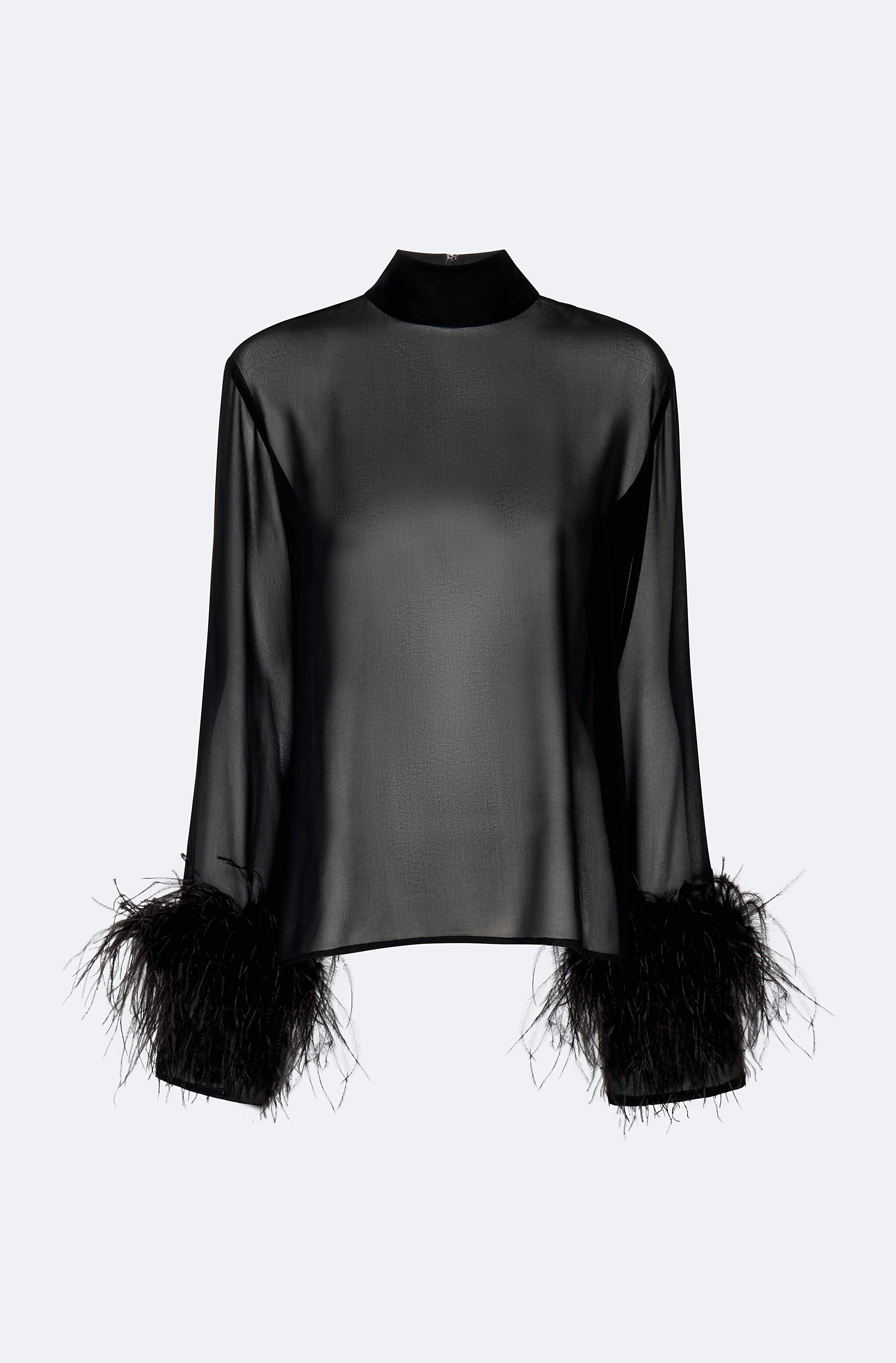 Georgette Top With Feathers