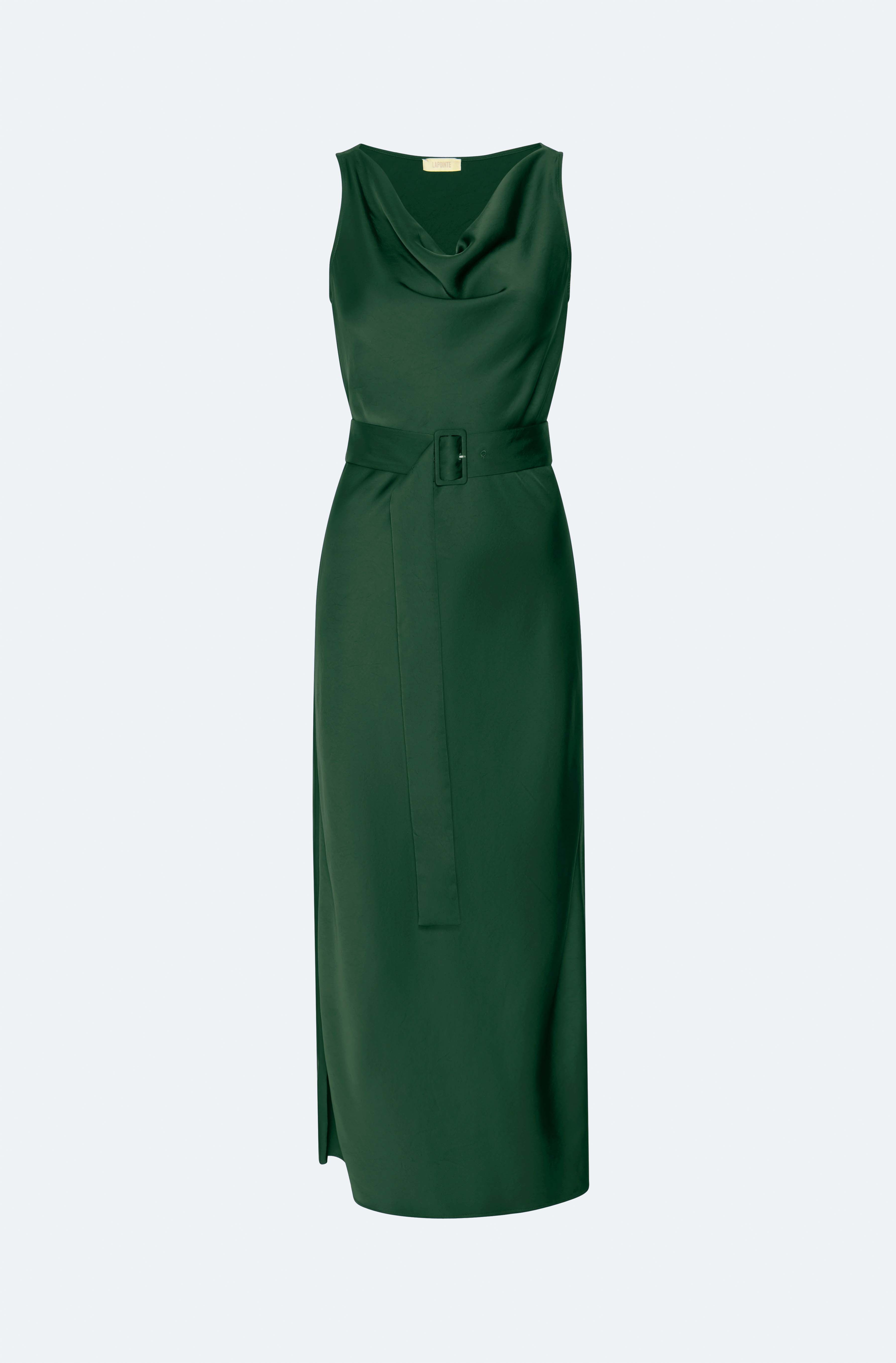 Satin Bias Belted Dress