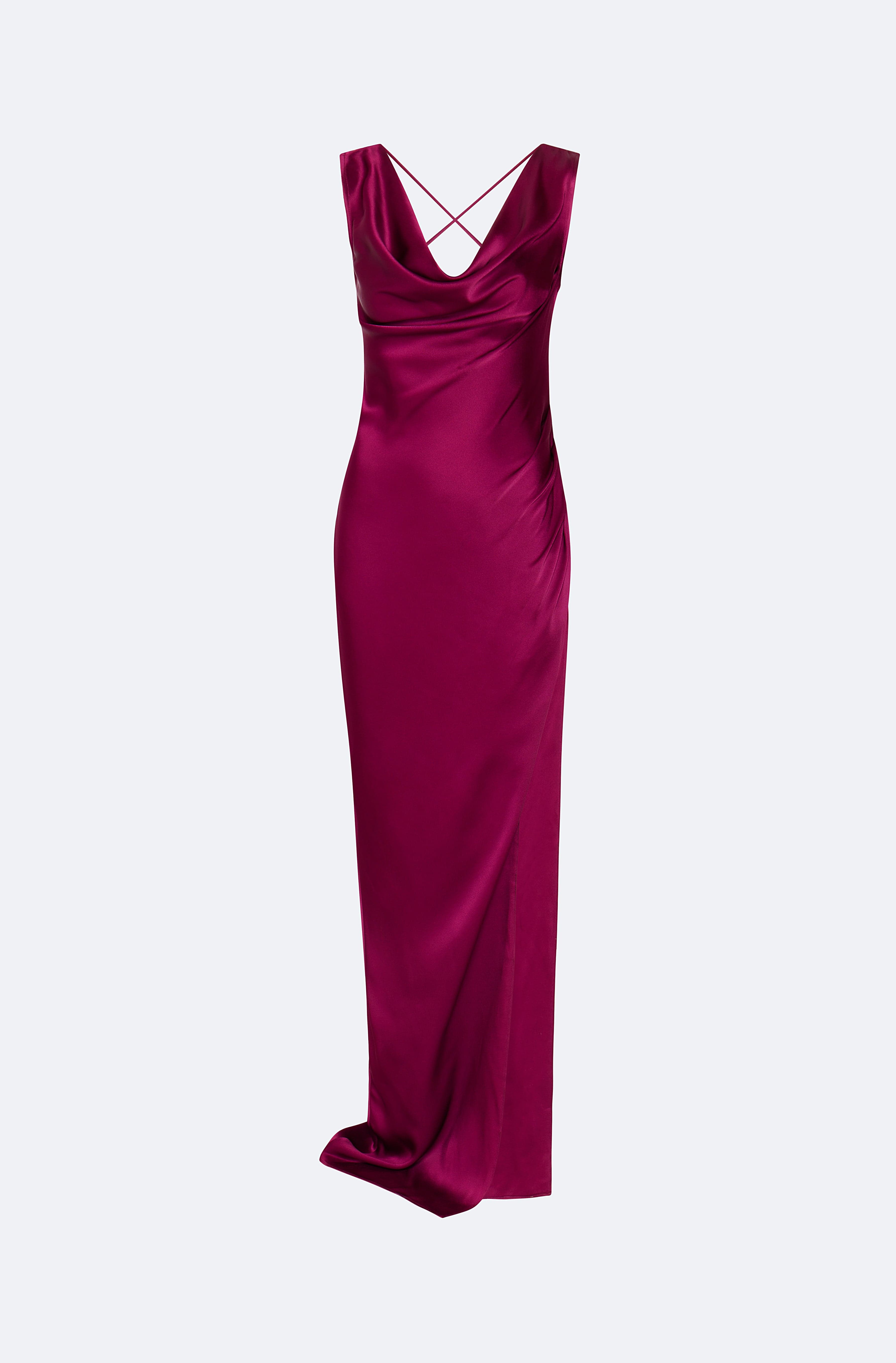 Satin Cowl Neck Gown