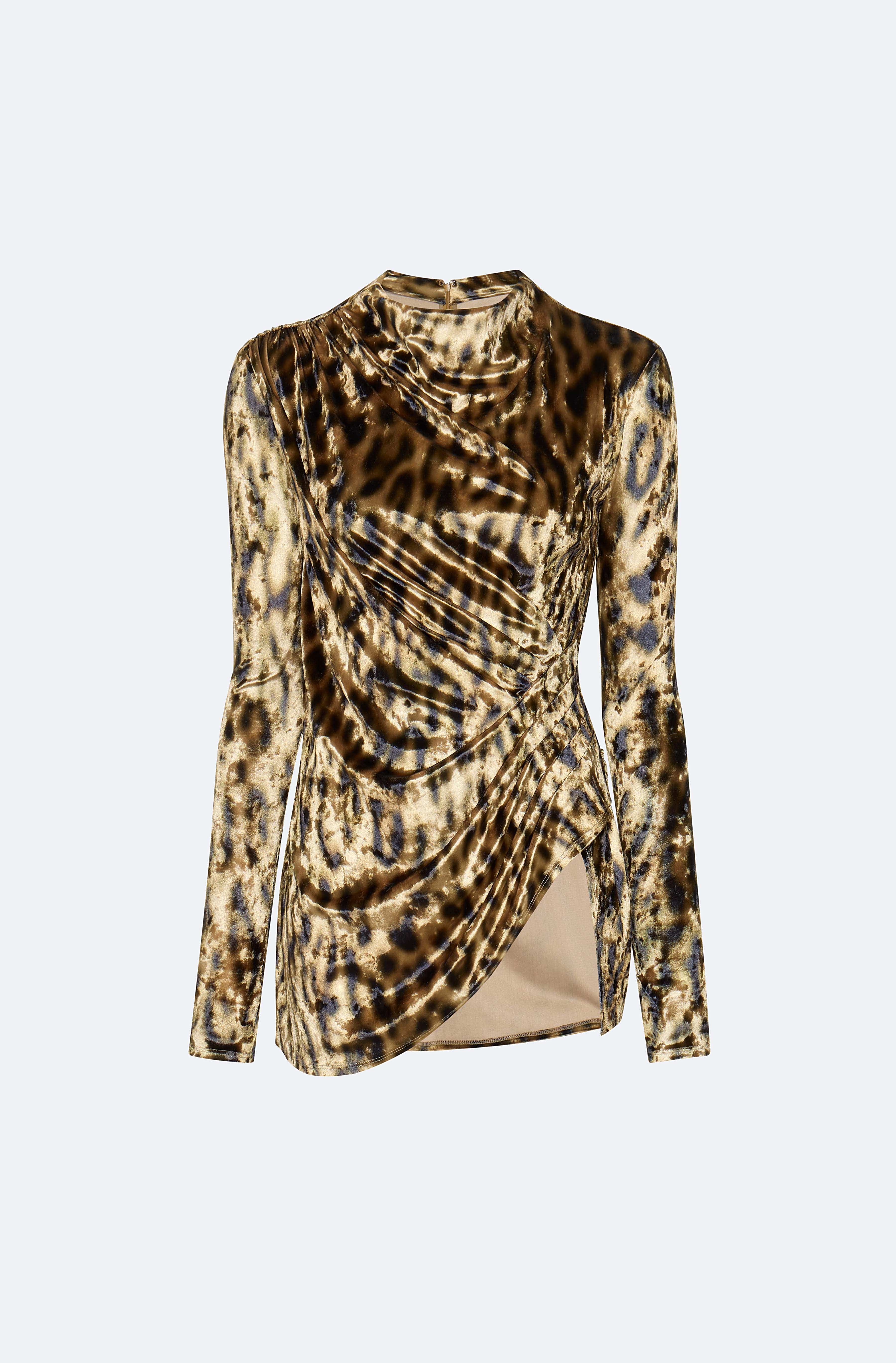 Velvet Leopard Draped Top