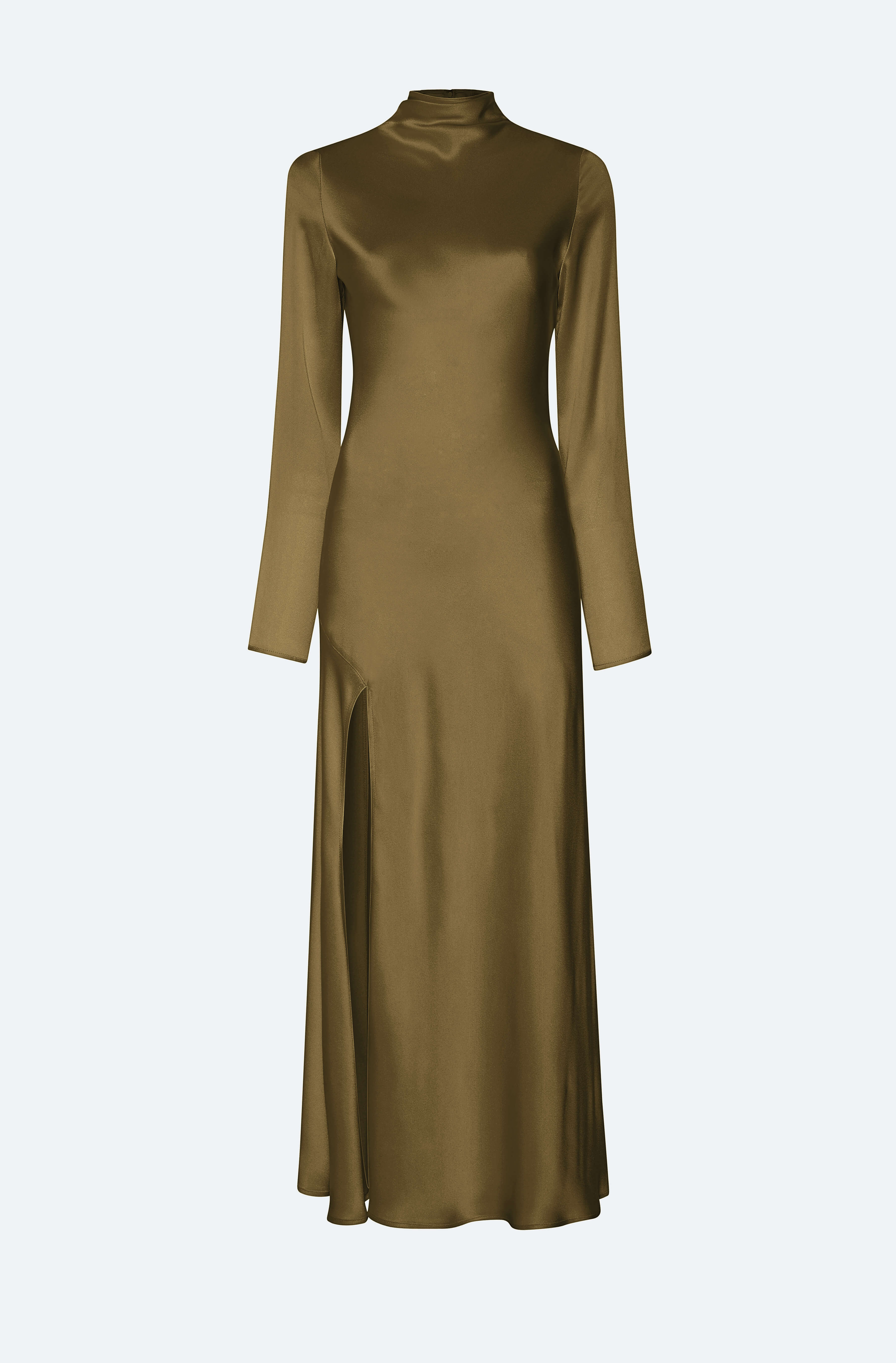 Satin Draped Neck Bias Dress