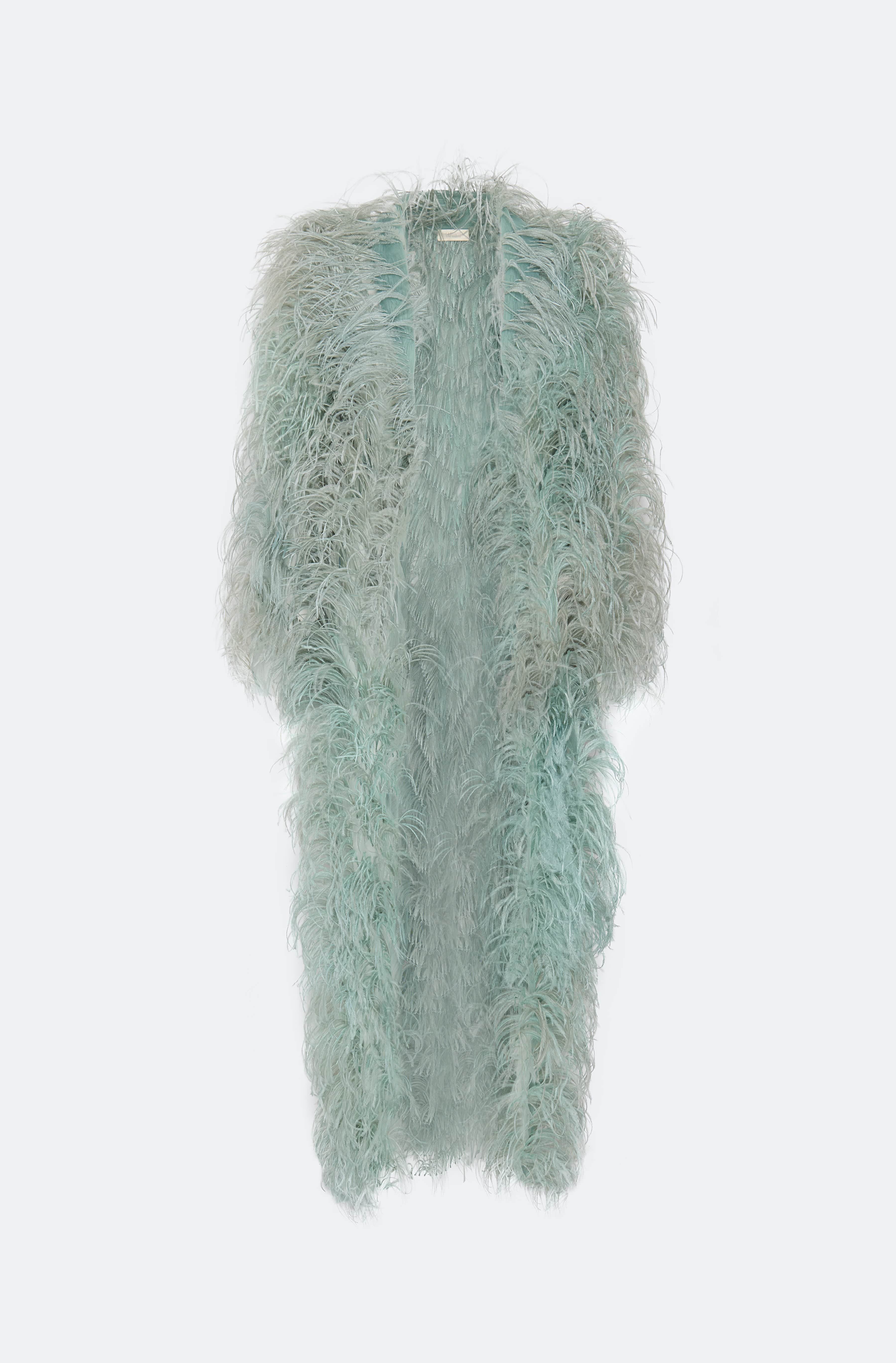 Marbled Feathers Coat in Cyan Blue | LAPOINTE