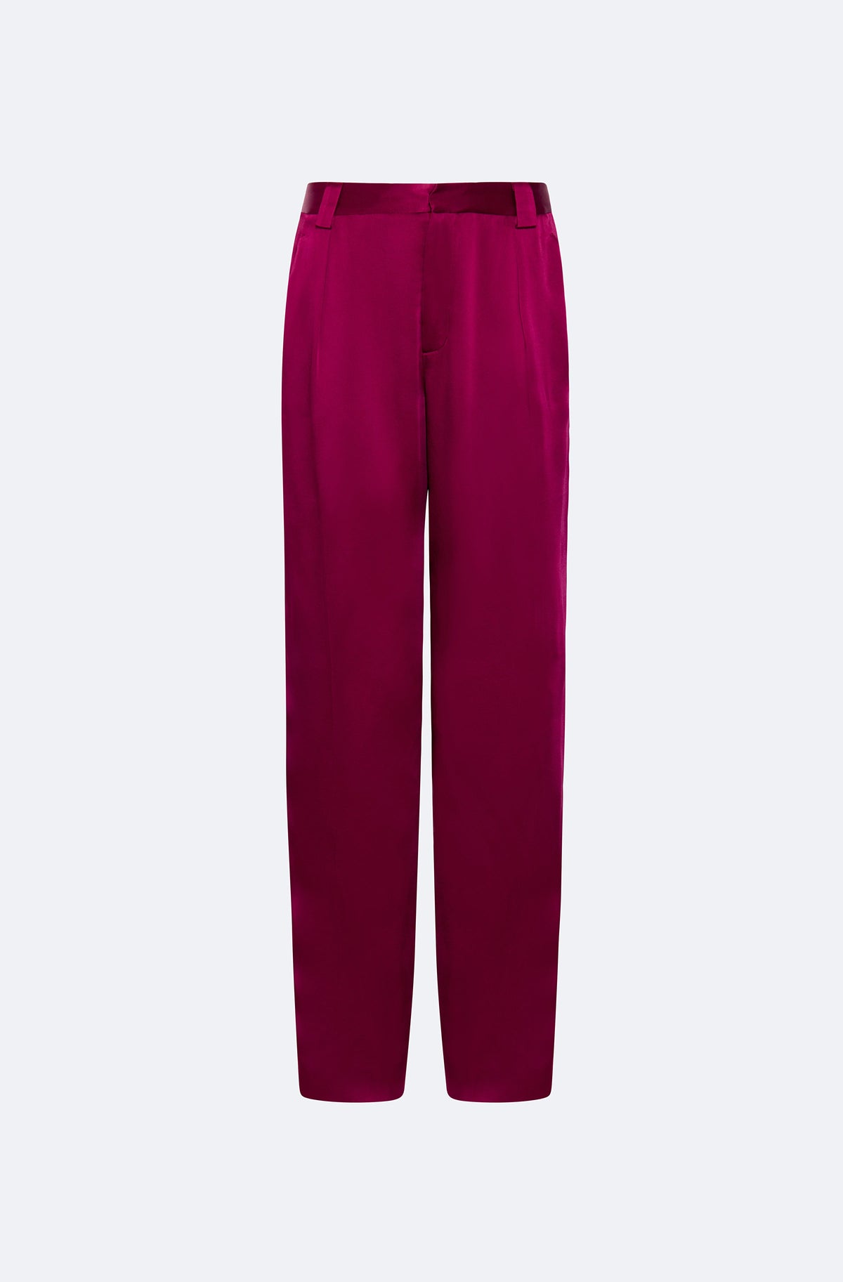 Pant R Us Satin Relaxed Pleated Pant in Berry Red | LAPOINTE