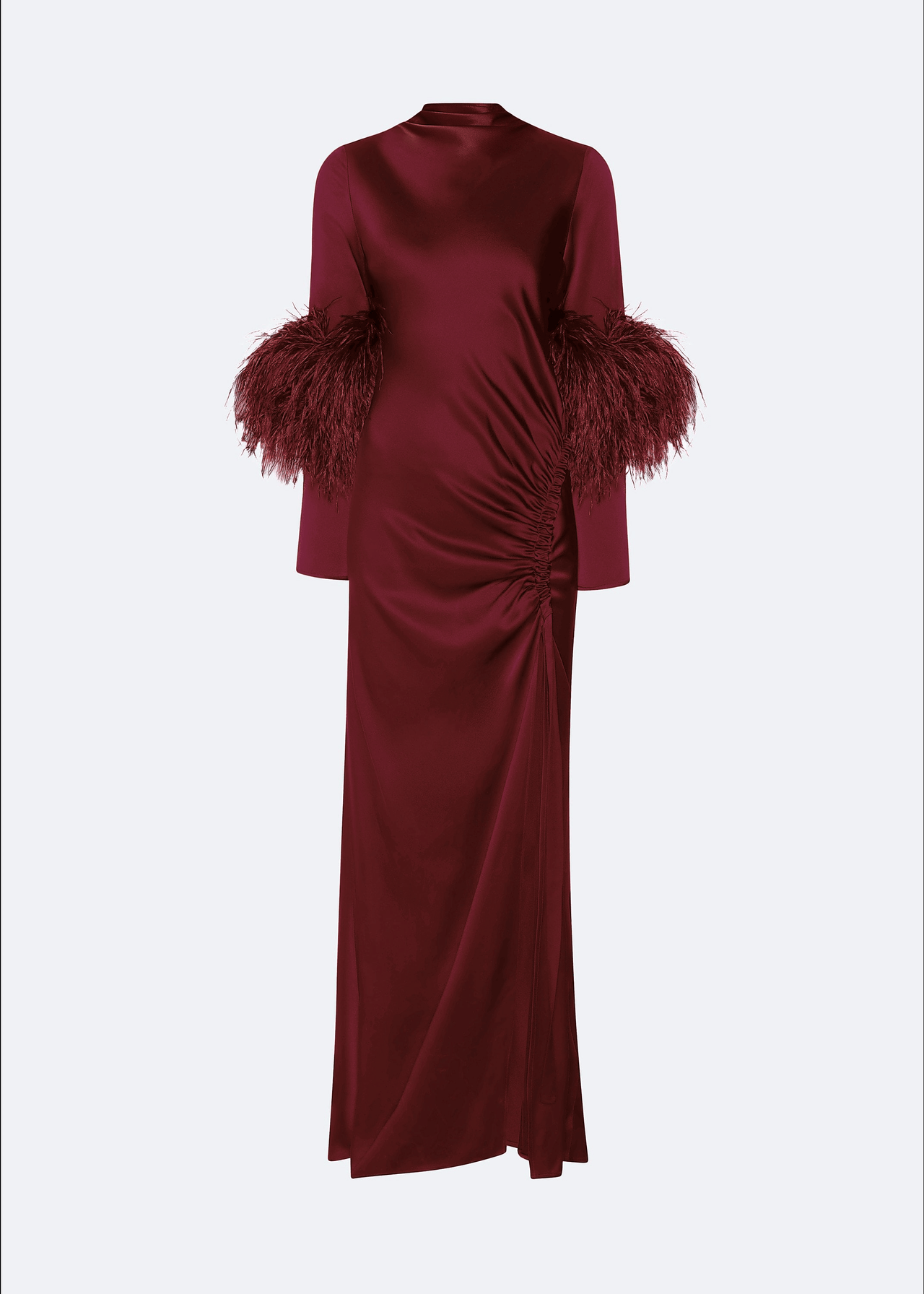 Satin Tab Gown With Feathers - LAPOINTE