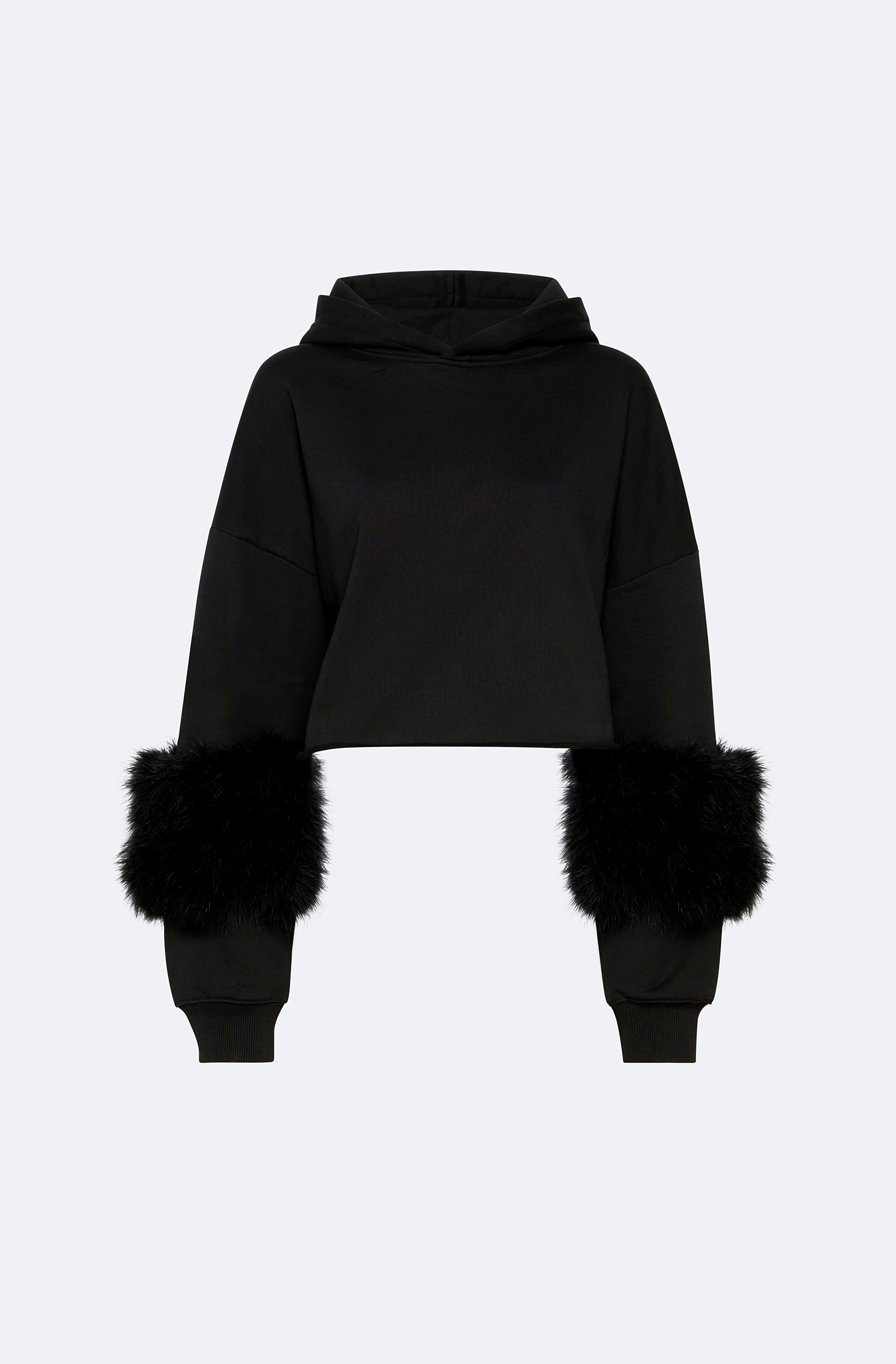 Cotton Sweatshirt With Marabou Feathers