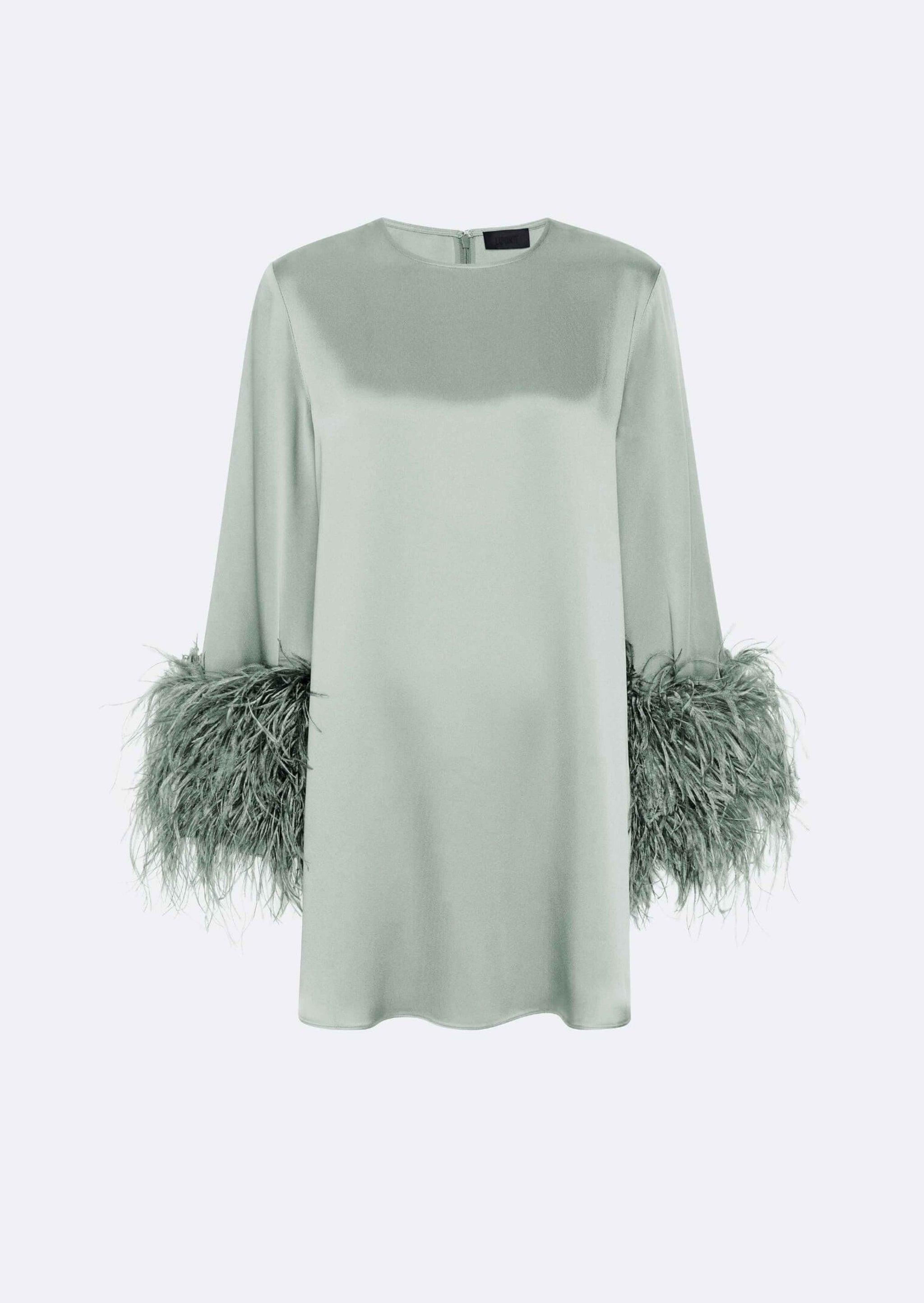 Satin Dress With Feathers