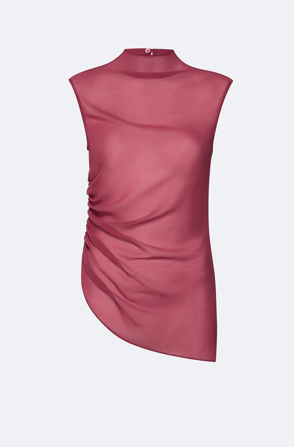 Lightweight Georgette Mock Neck Ruched Top - LAPOINTE