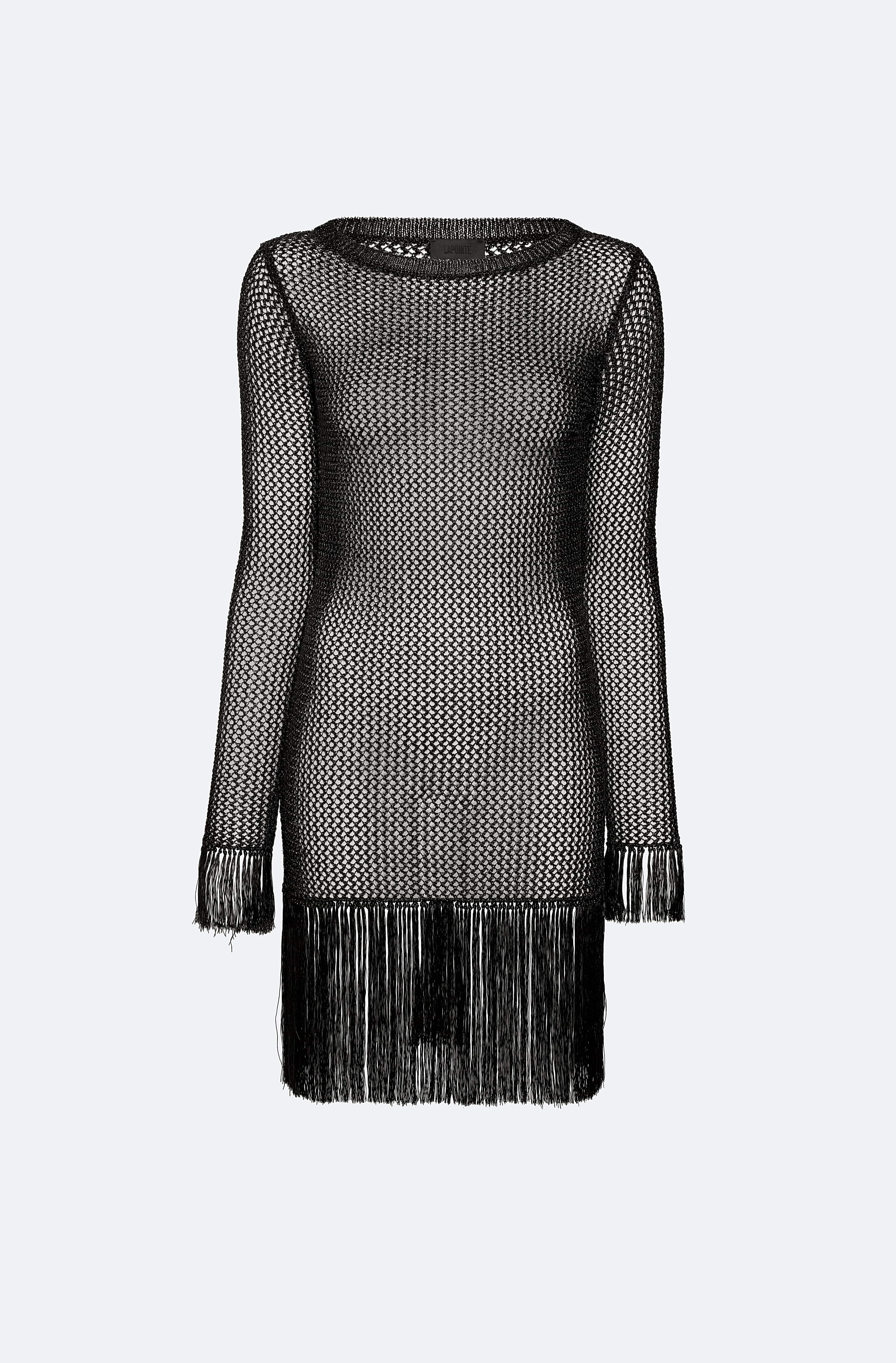 Metallic Netting Fringe Mini Dress - LAPOINTE
