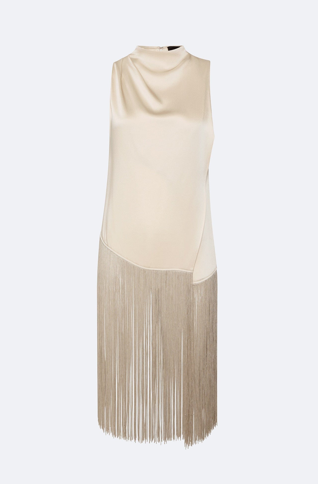 Satin Cowl Neck Fringe Top - LAPOINTE
