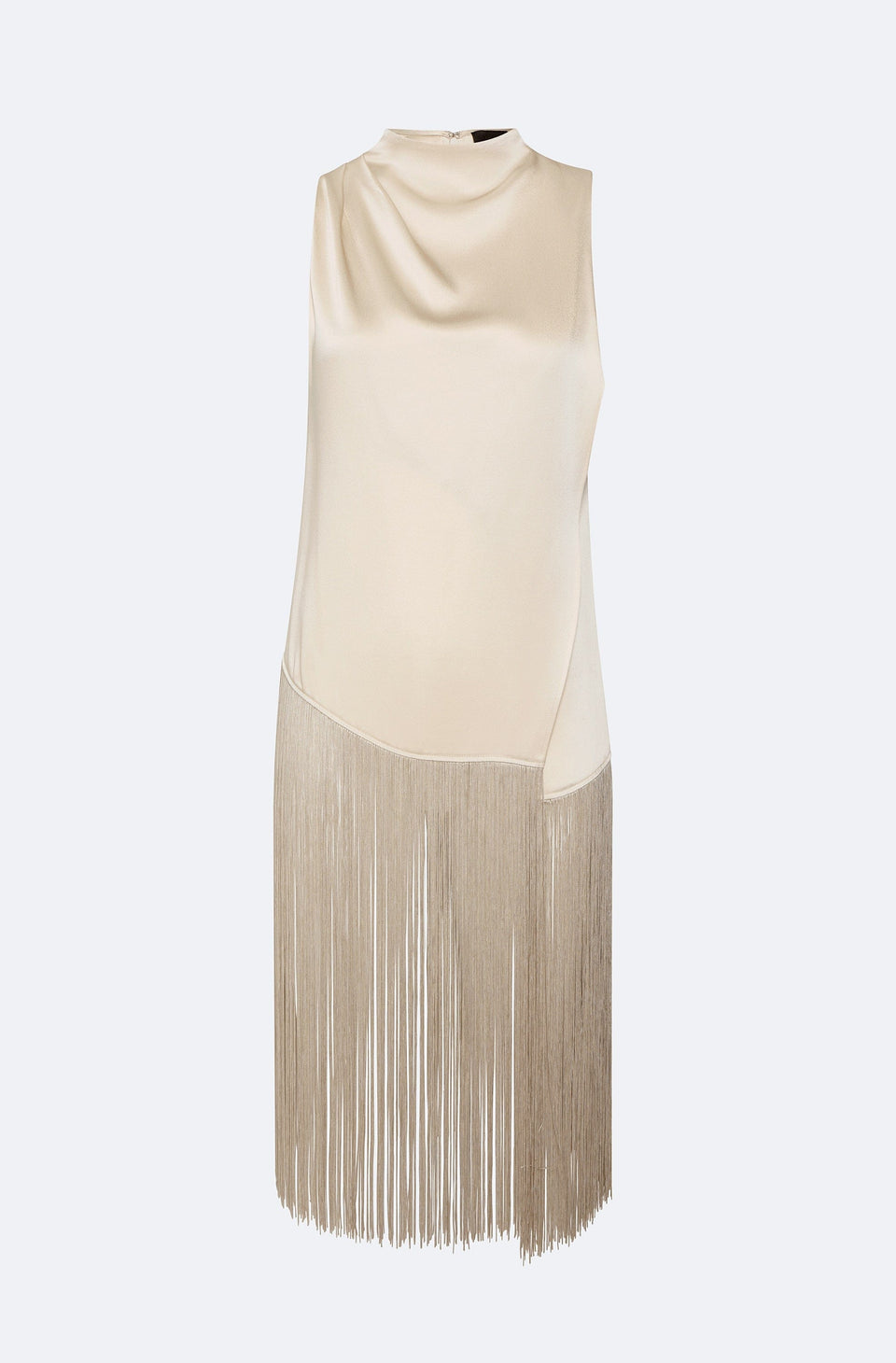 Satin Cowl Neck Fringe Top - LAPOINTE