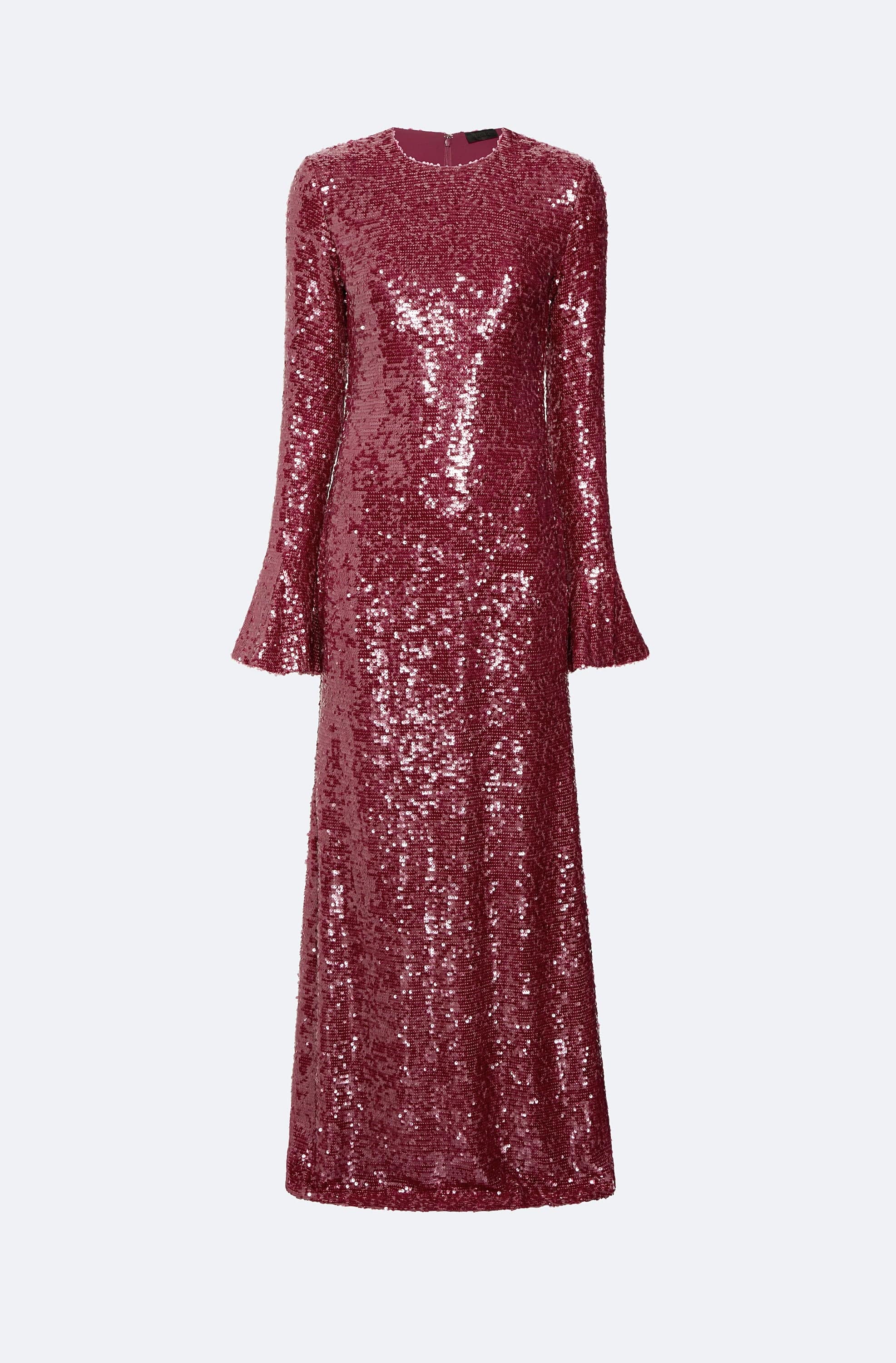Sequin Flare Sleeve Boatneck Gown - LAPOINTE