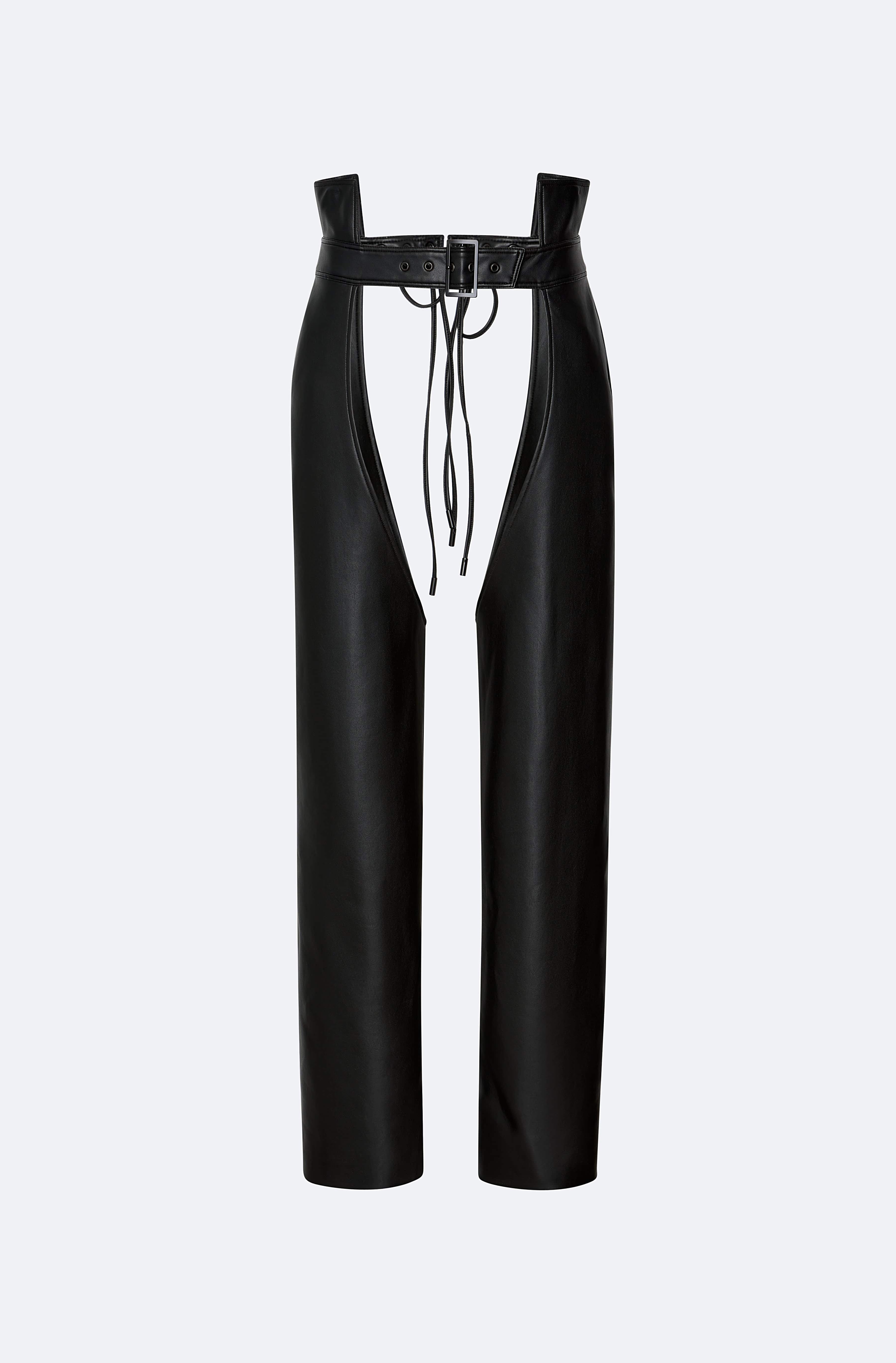 Stretch Faux Leather Chaps - LAPOINTE