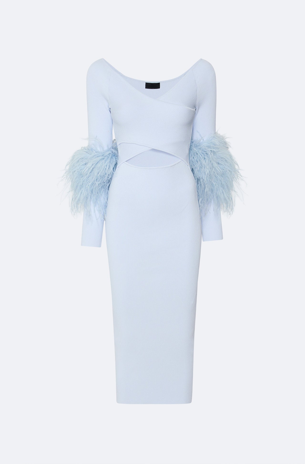 Matte Viscose Cross Front Dress With Feathers - LAPOINTE