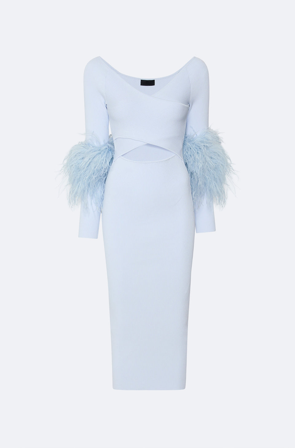 Matte Viscose Cross Front Dress With Feathers - LAPOINTE