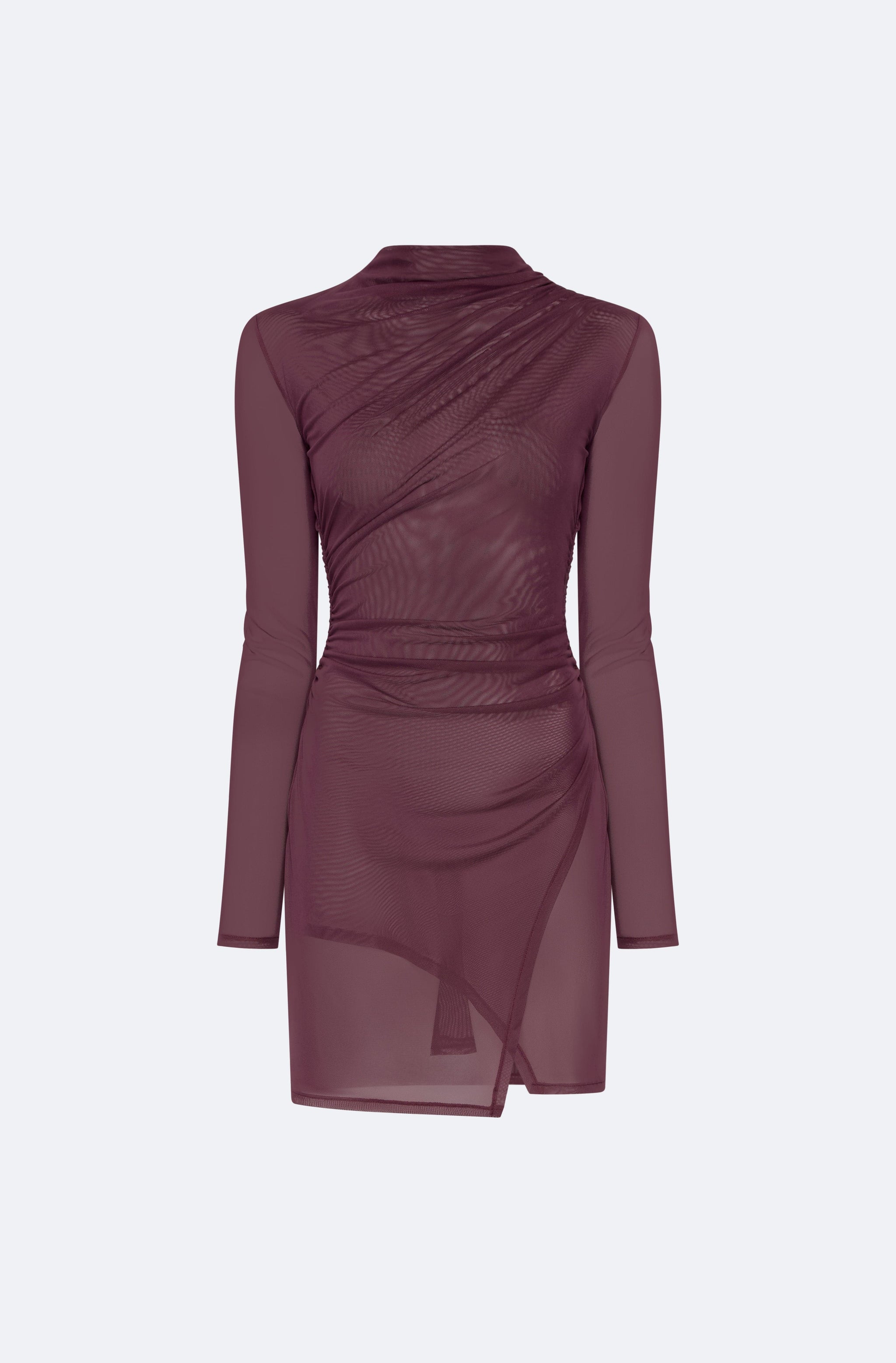 Lapointe Mesh Draped Mini Dress | Mulberry / L Lapointe Mesh Draped Mini Dress | Mulberry / L