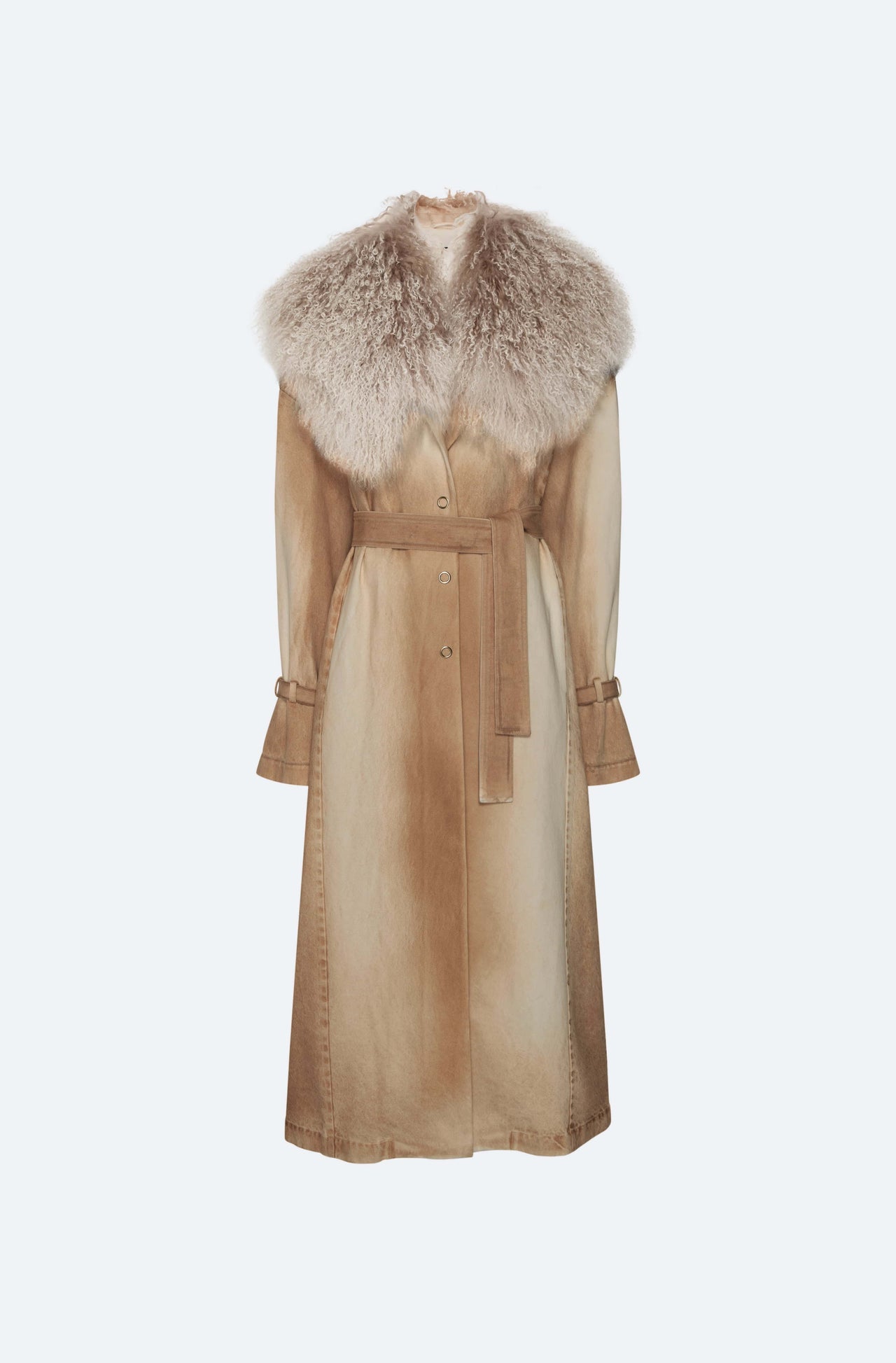 Pigment Denim Base Relaxed Trench With Shearling - LAPOINTE