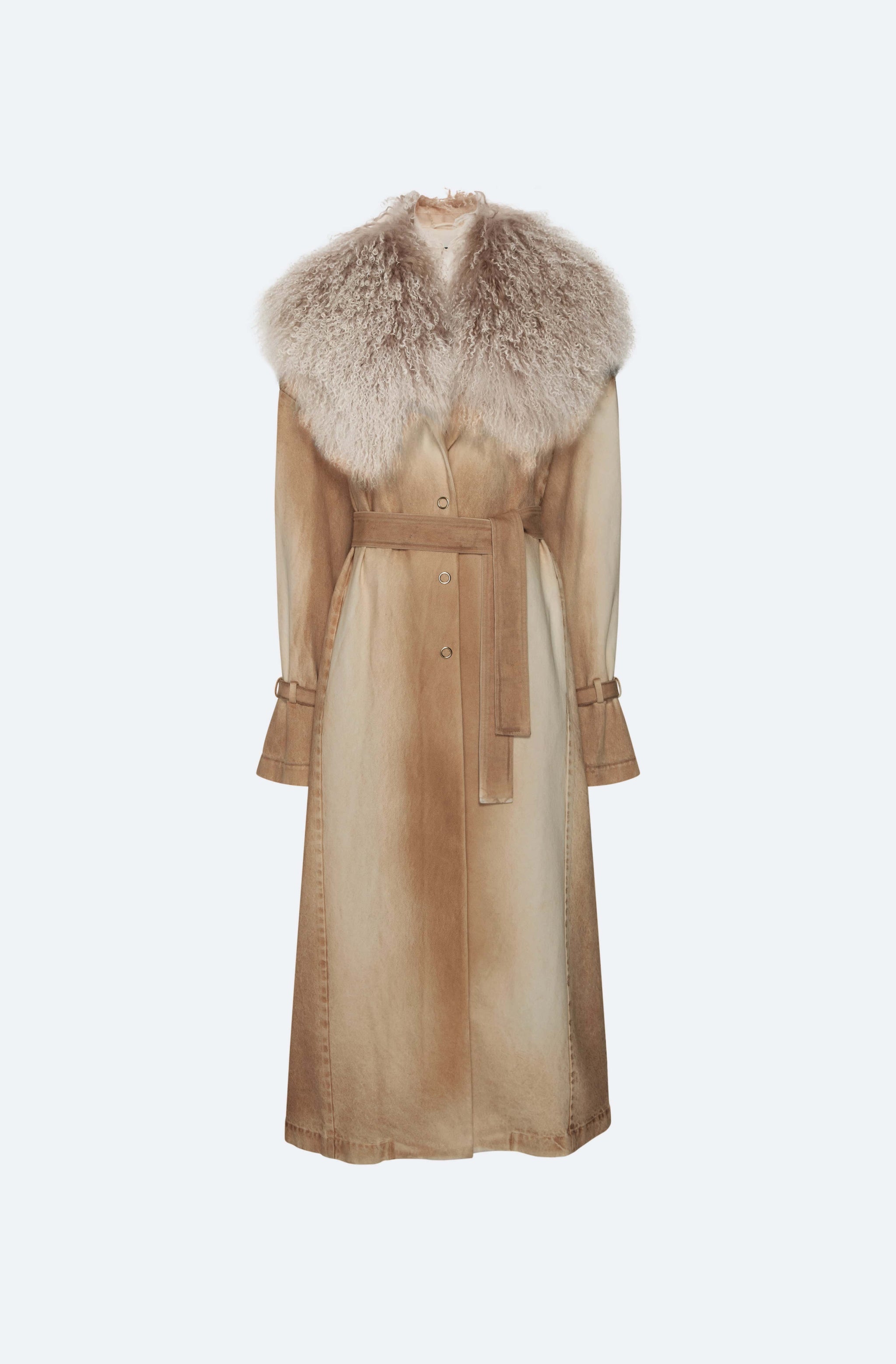 Pigment Denim Base Relaxed Trench With Shearling - LAPOINTE