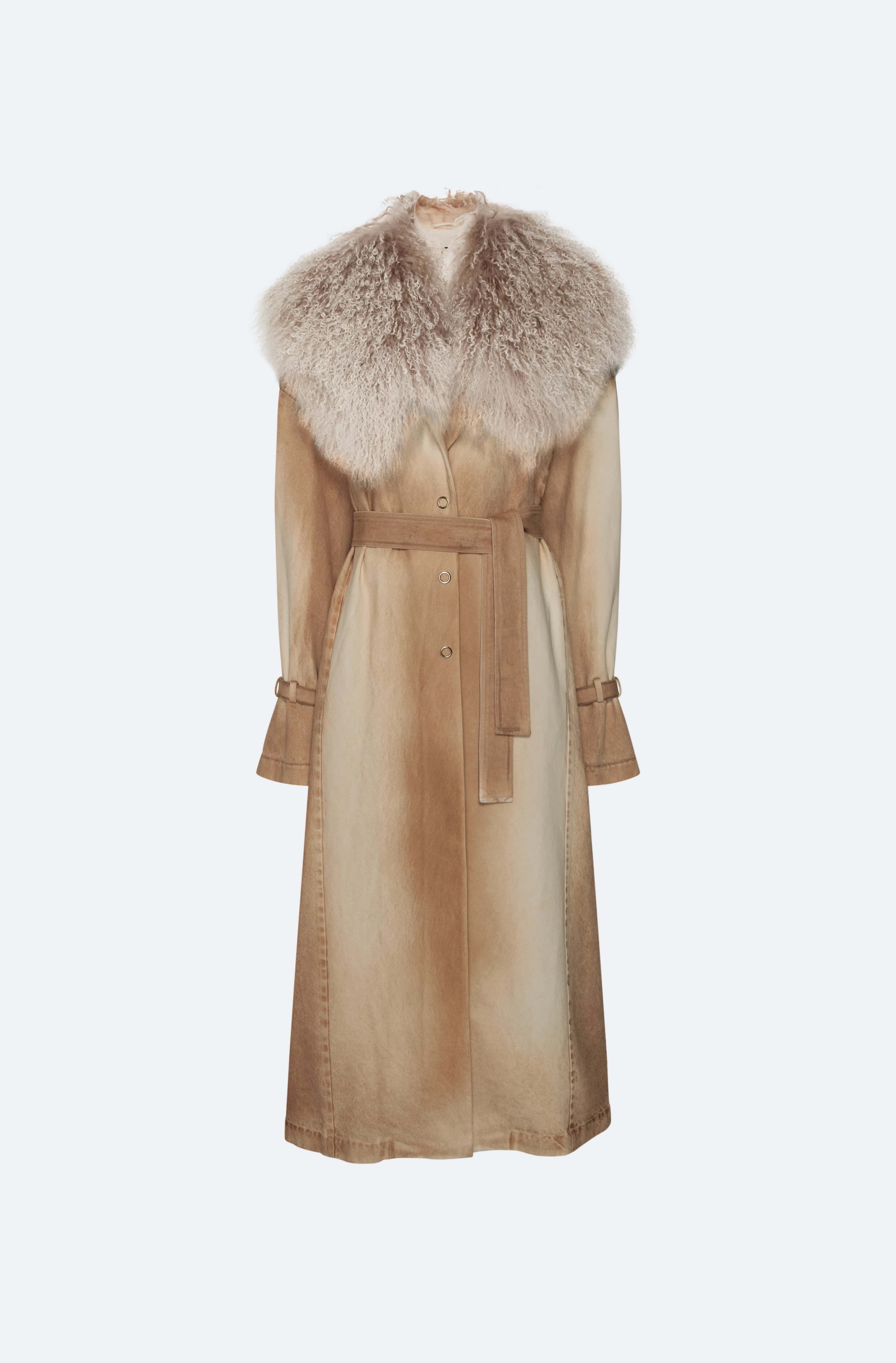 Pigment Denim Base Relaxed Trench With Shearling - LAPOINTE