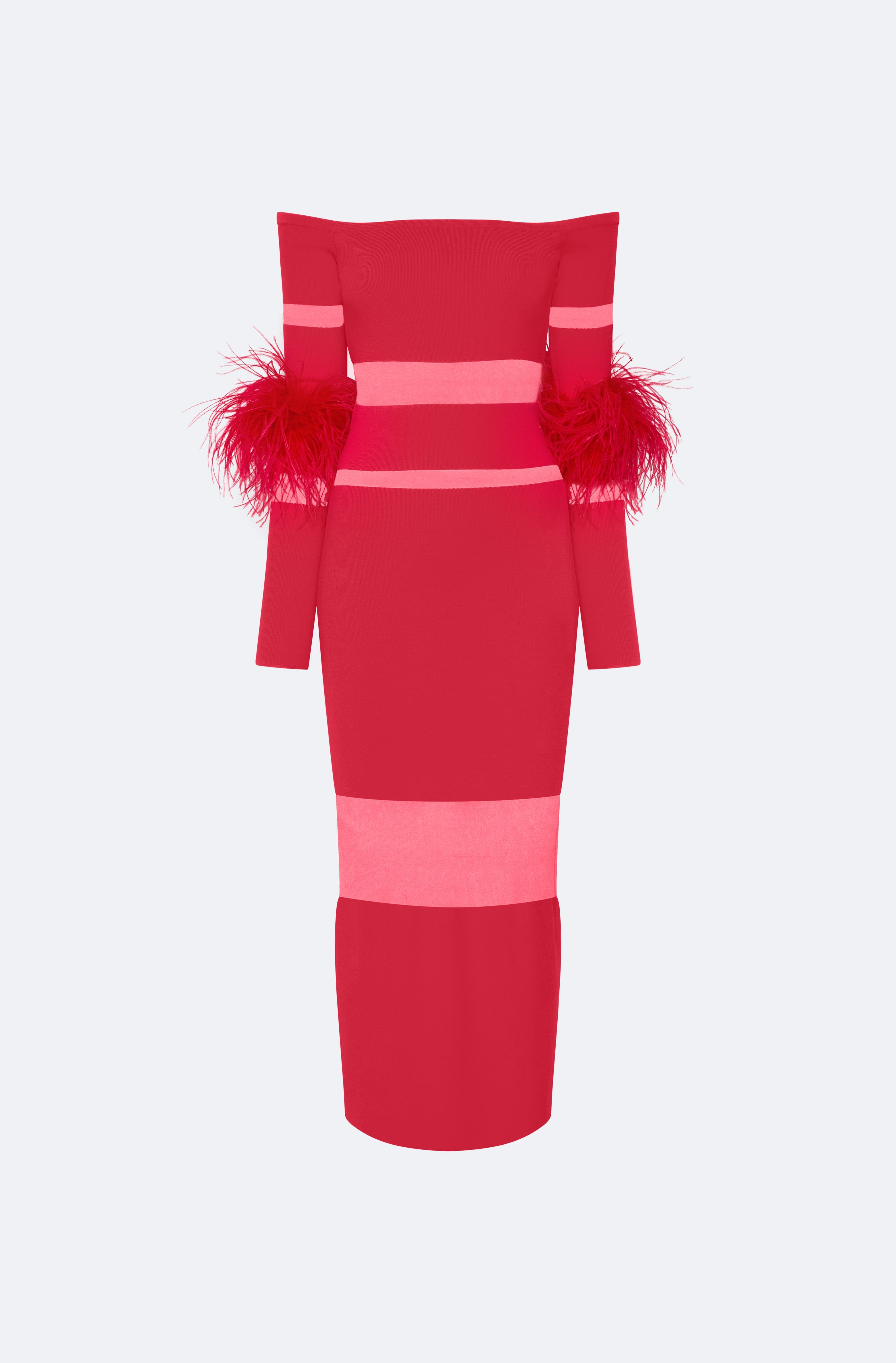 Matte Viscose Intarsia Dress With Feathers - LAPOINTE