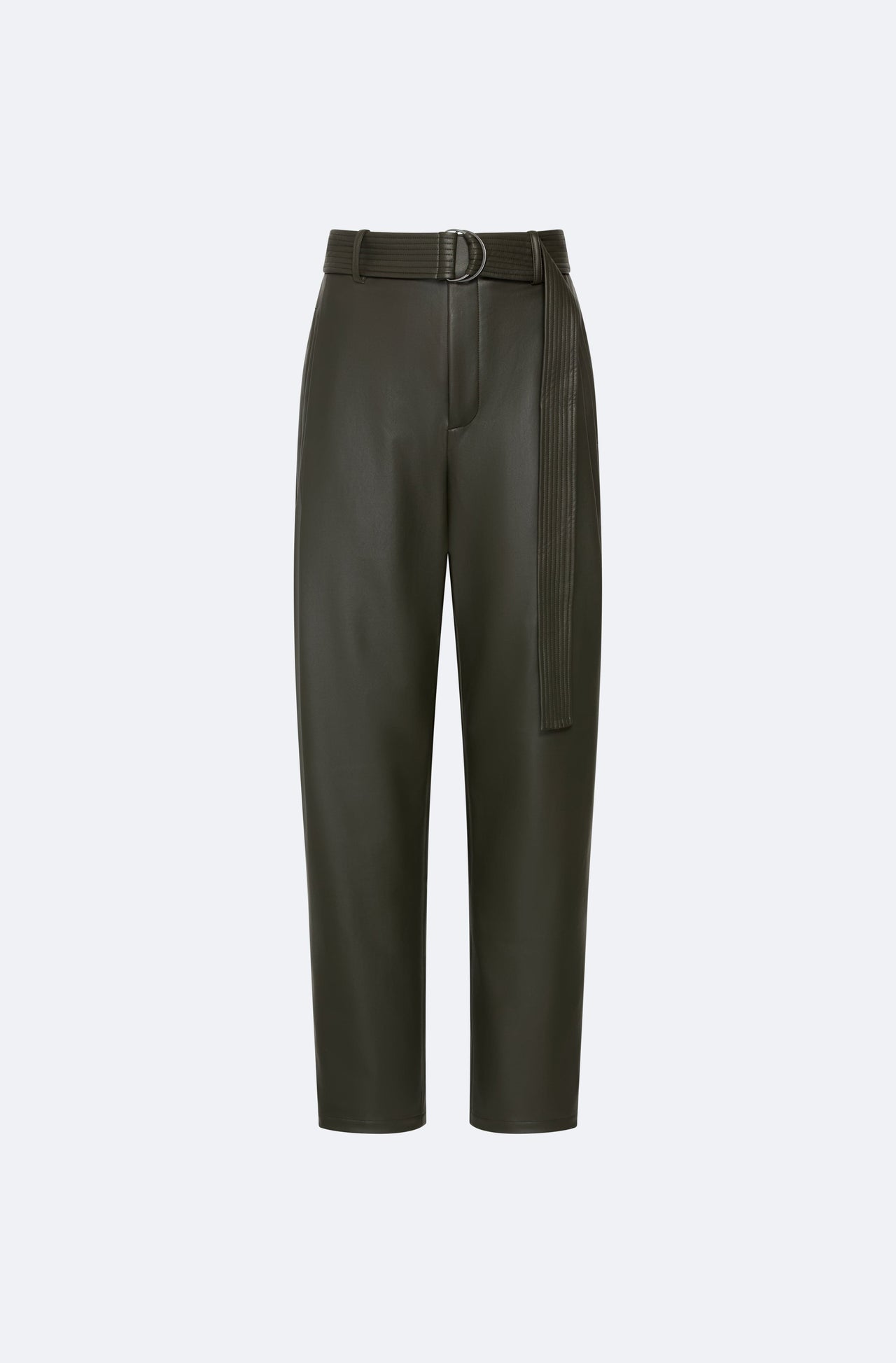 Stretch Faux Leather Belted Tapered Trouser - LAPOINTE