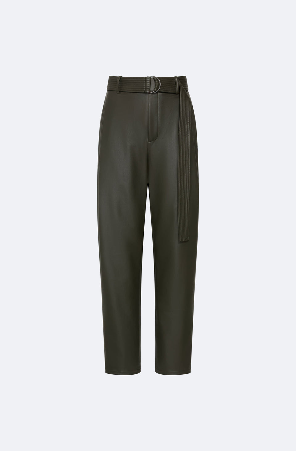 Stretch Faux Leather Belted Tapered Trouser - LAPOINTE