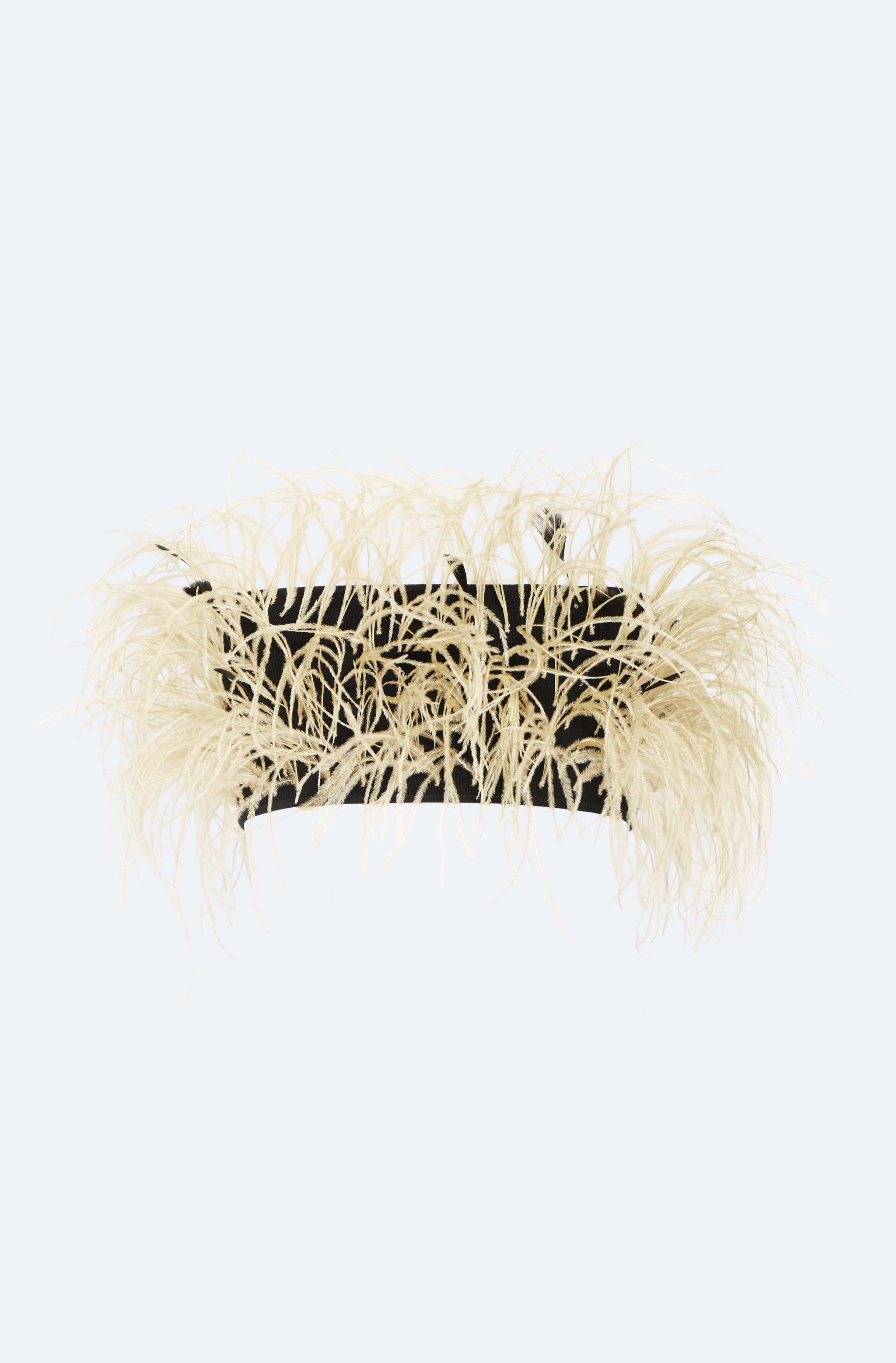 Matte Viscose Ribbed Bandeau With Feathers