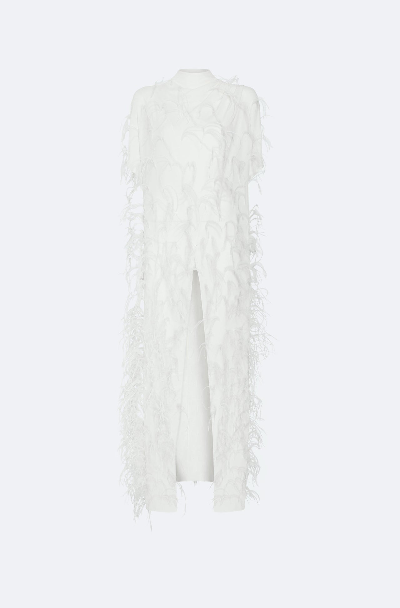 Georgette Mock Neck Maxi Top With Feathers - LAPOINTE