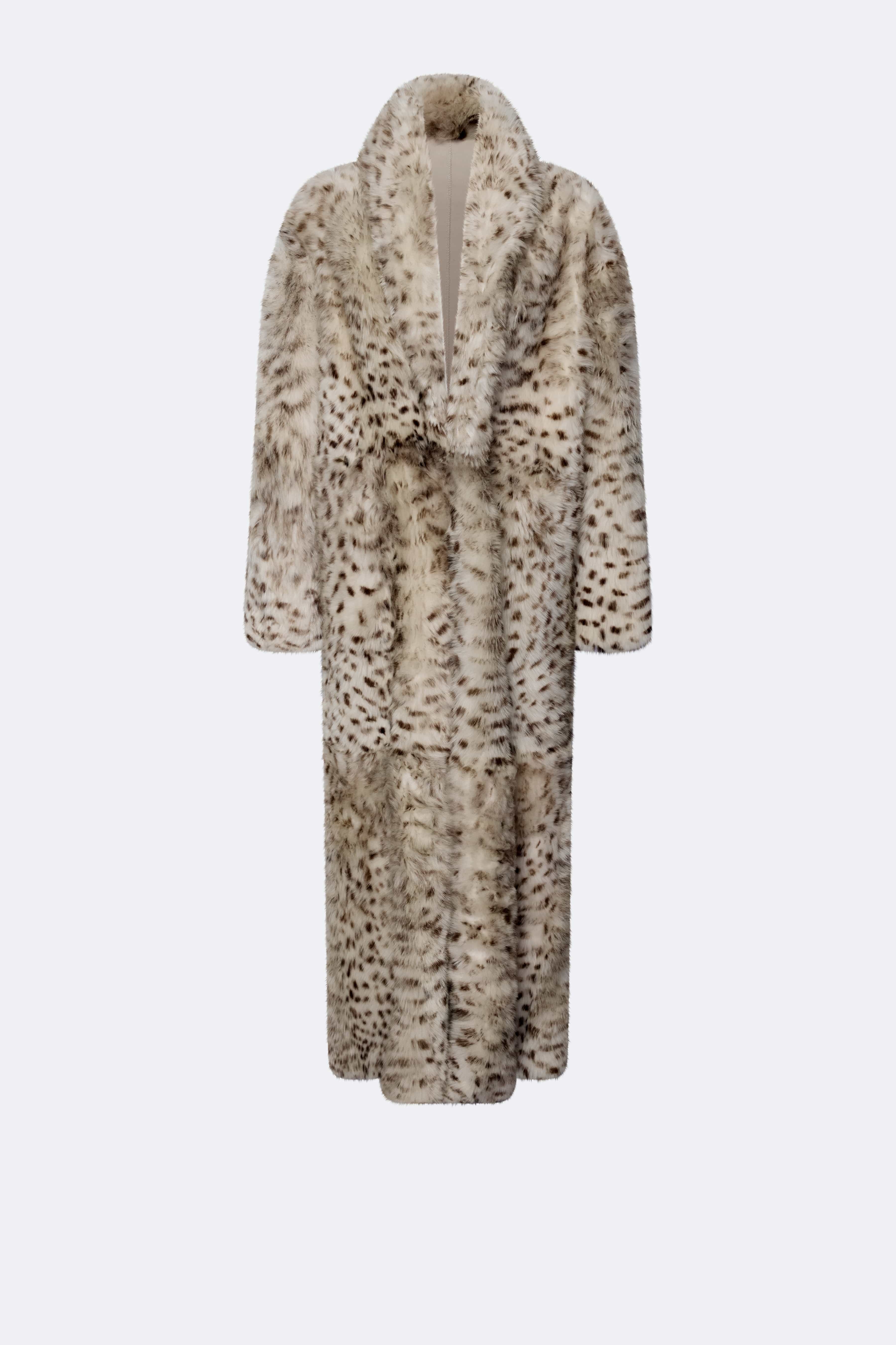 Snow Leopard Shearling Long Coat
